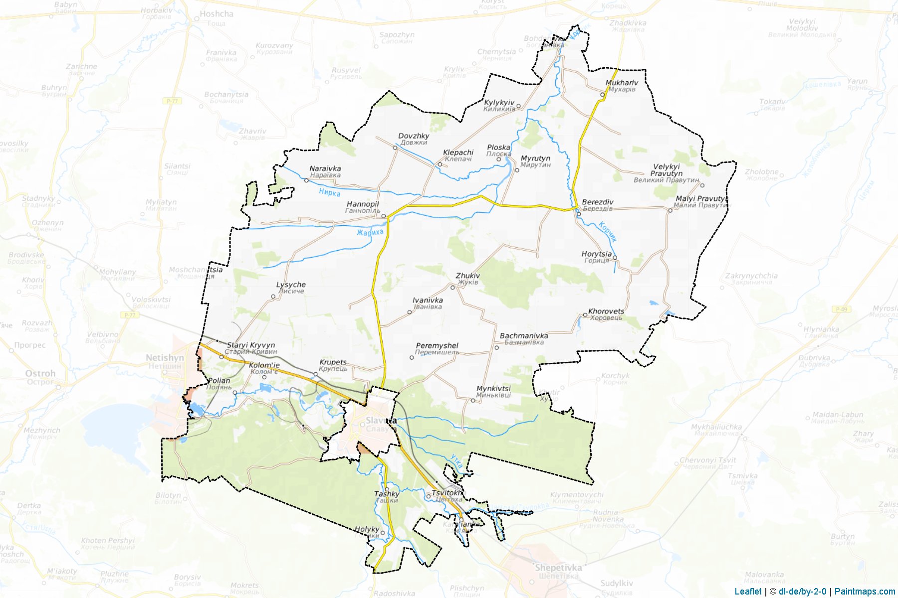 Muestras de recorte de mapas Slavutskyi (Khmelnytskyi)-1