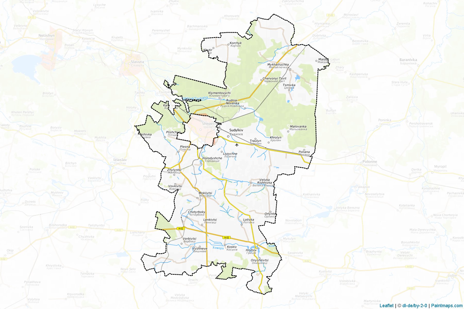 Muestras de recorte de mapas Shepetivskyi (Khmelnytskyi)-1