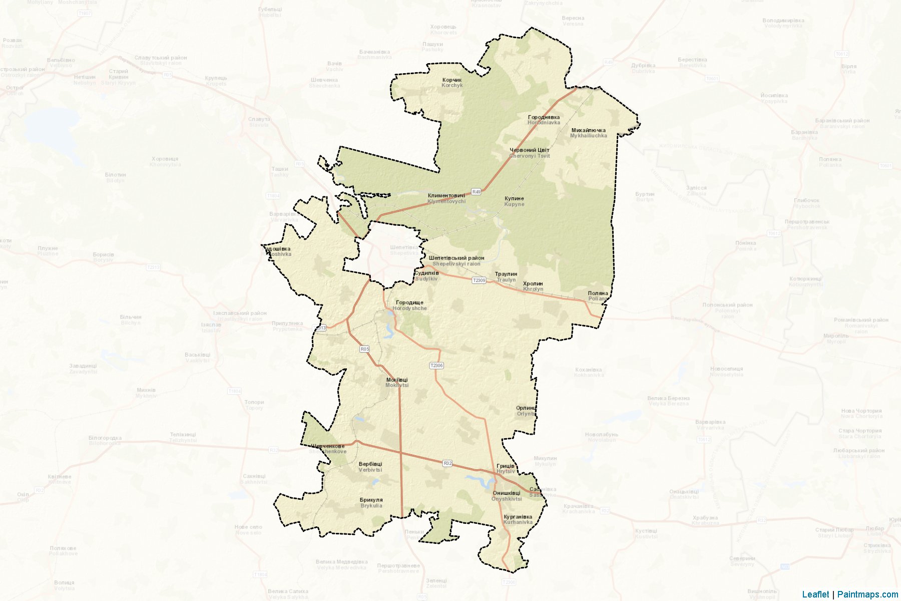 Muestras de recorte de mapas Shepetivskyi (Khmelnytskyi)-2