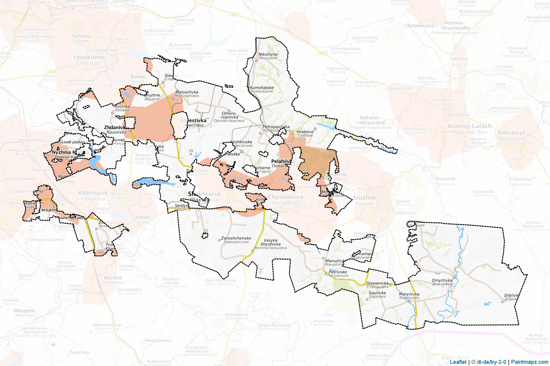 Muestras de recorte de mapas Shakhtarskyi (Donetsk)-1