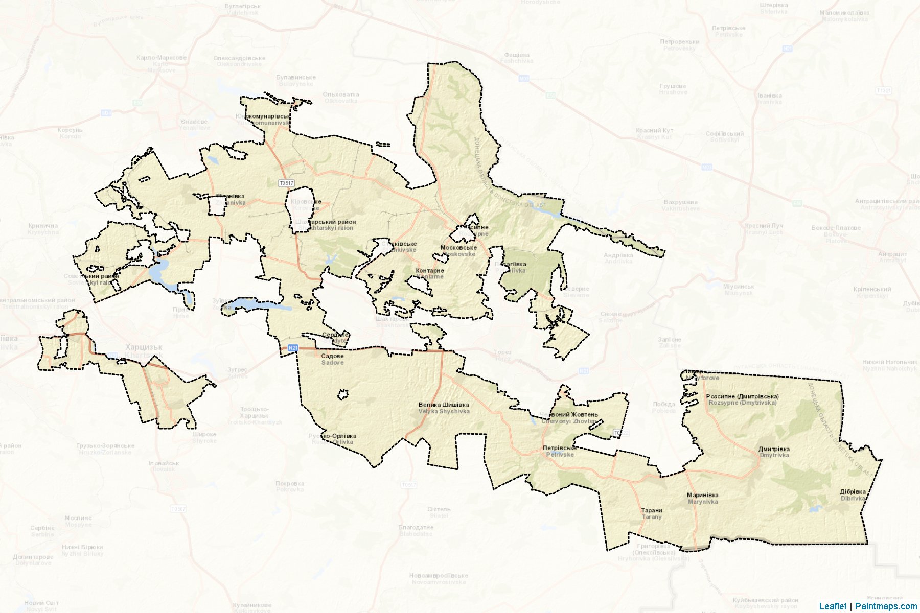 Muestras de recorte de mapas Shakhtarskyi (Donetsk)-2