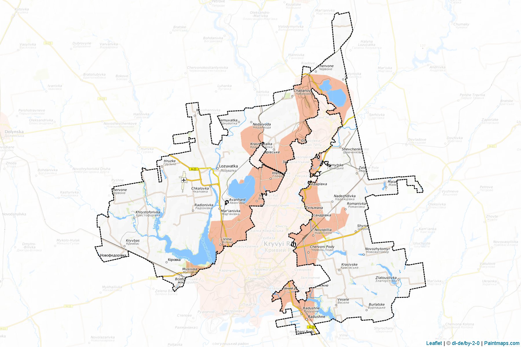 Muestras de recorte de mapas Kryvorizkyi (Dnipropetrovs'k)-1