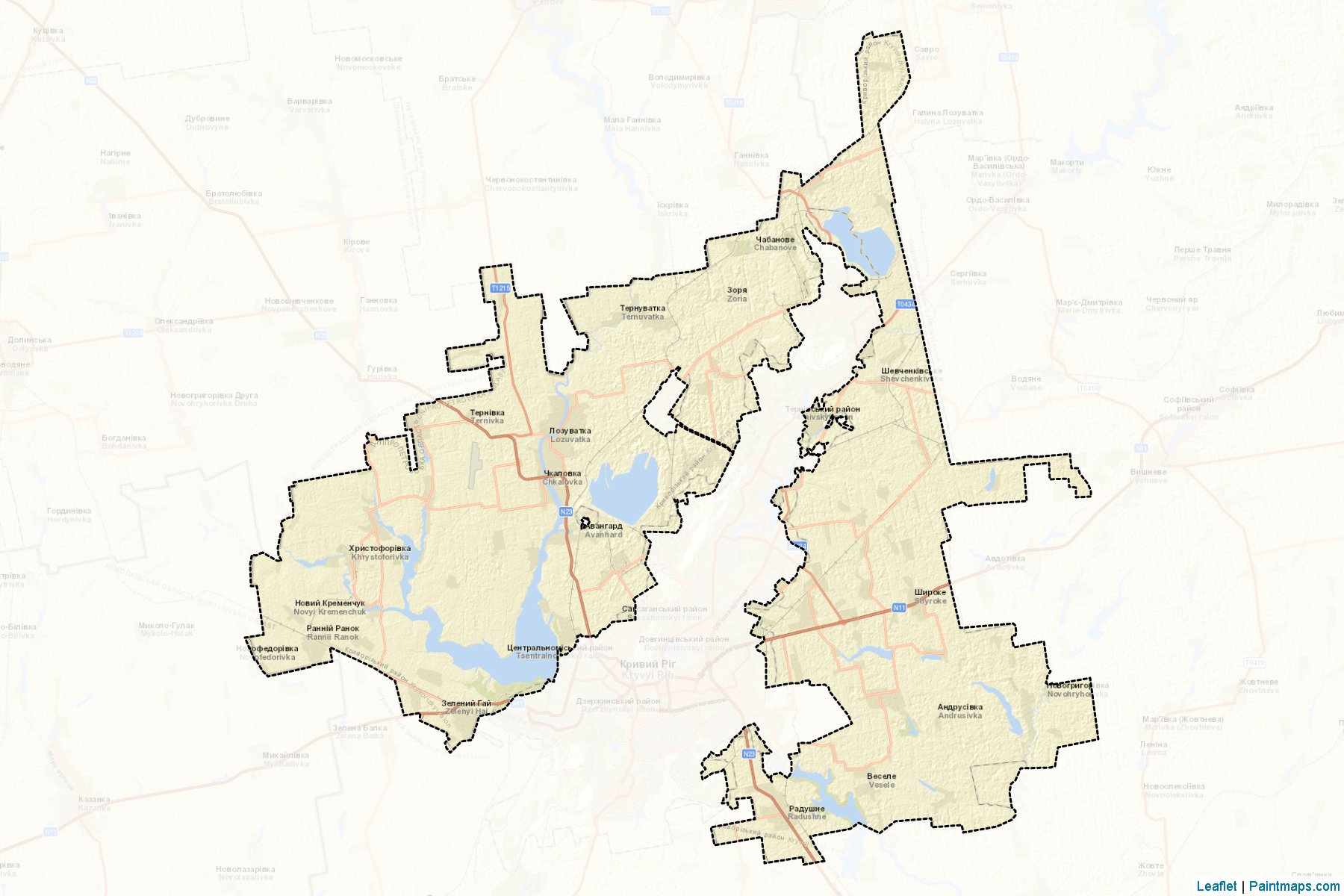 Muestras de recorte de mapas Kryvorizkyi (Dnipropetrovs'k)-2