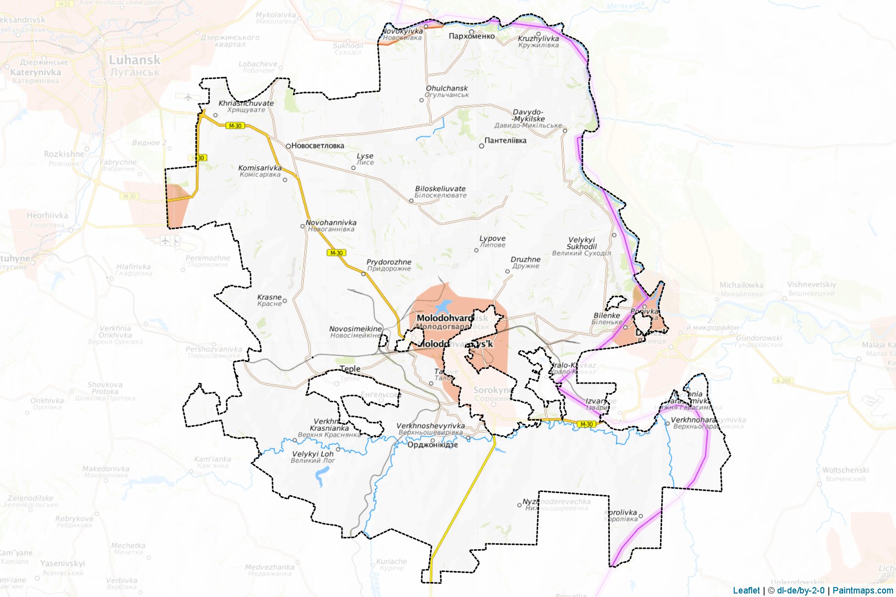 Muestras de recorte de mapas Krasnodonskyi (Luhansk)-1