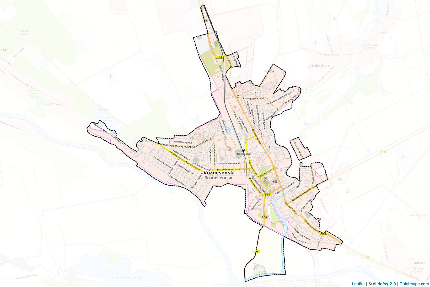 Muestras de recorte de mapas Voznesenska (Mykolaiv)-1