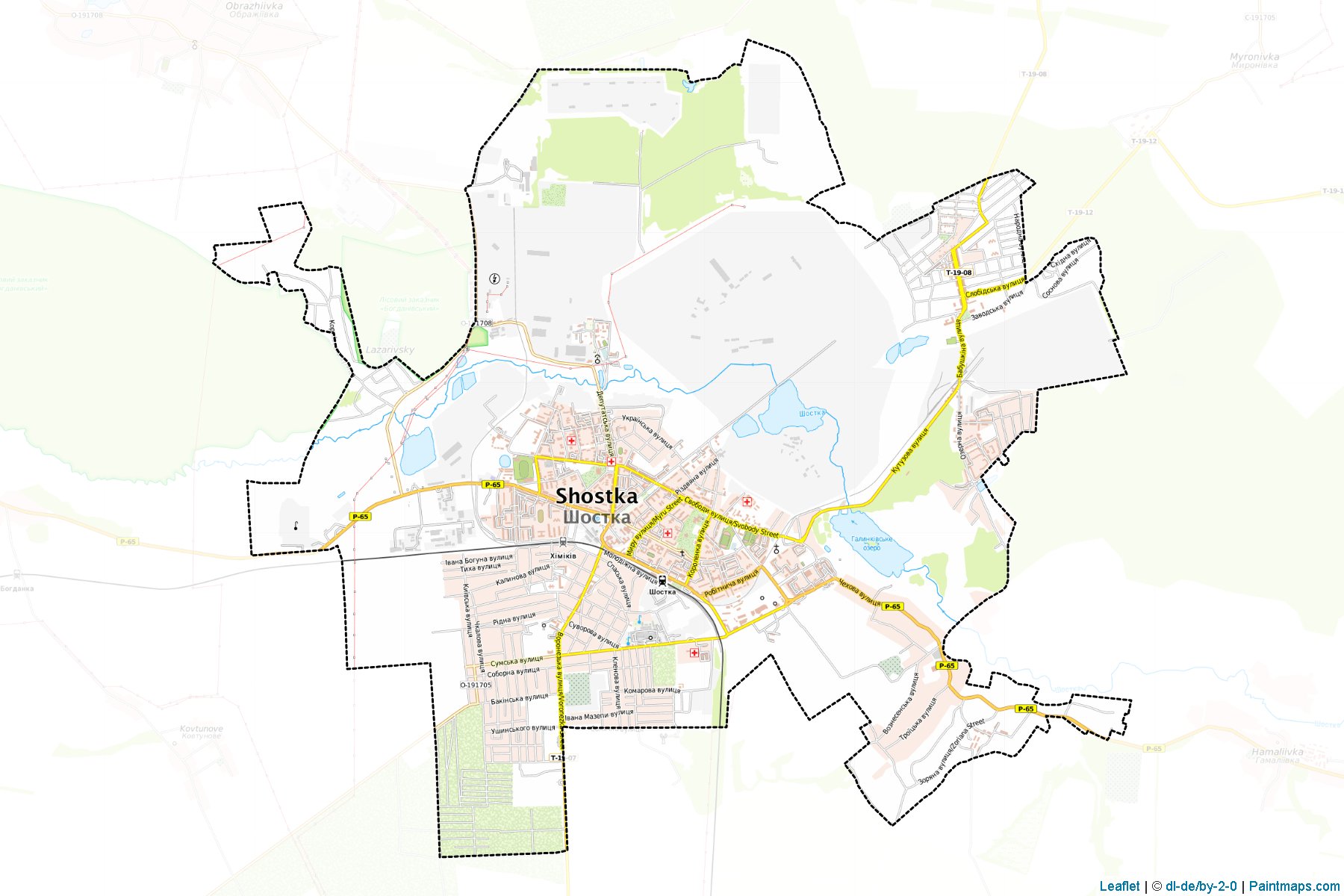 Muestras de recorte de mapas Shostkynska (Sumy)-1