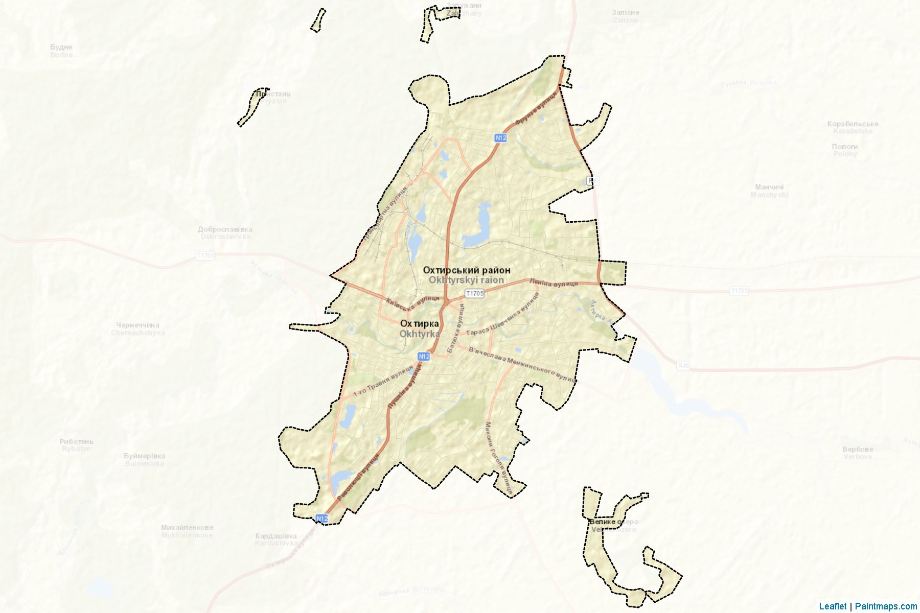 Muestras de recorte de mapas Okhtyrska (Sumy)-2