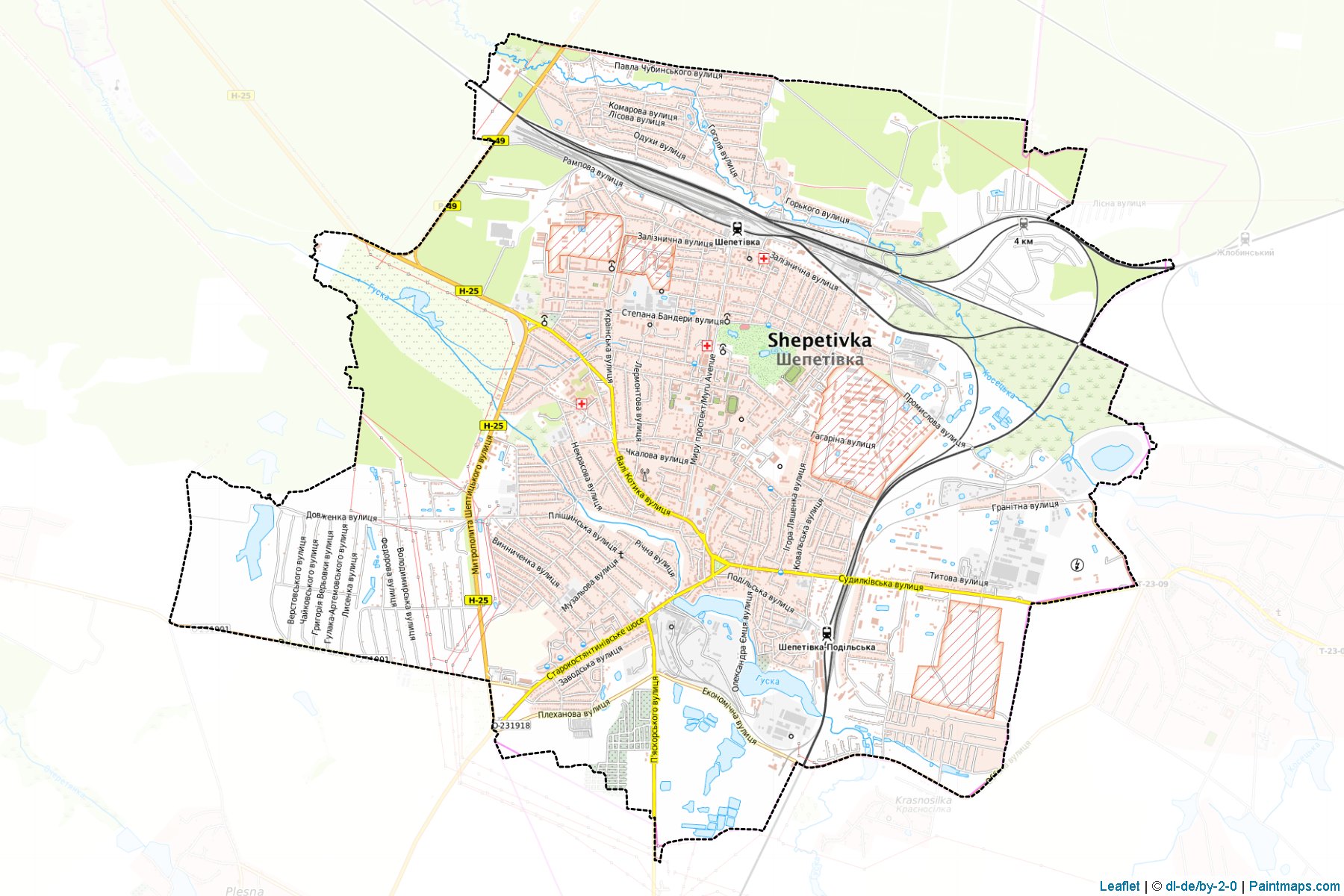 Muestras de recorte de mapas Shepetivska (Khmelnytskyi)-1