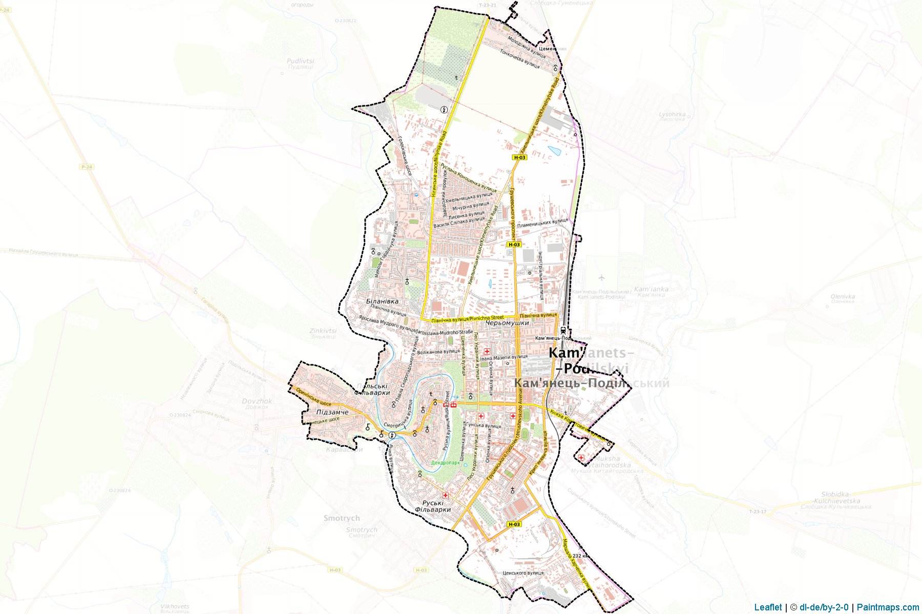 Muestras de recorte de mapas Kamianets-Podilska (Khmelnytskyi)-1