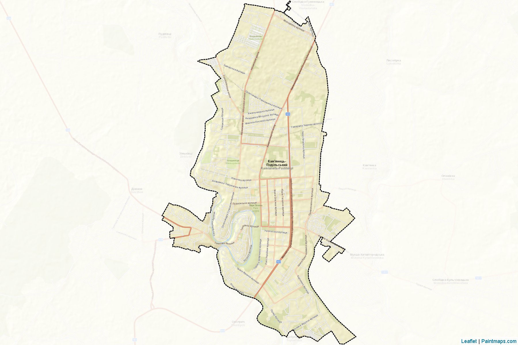 Muestras de recorte de mapas Kamianets-Podilska (Khmelnytskyi)-2