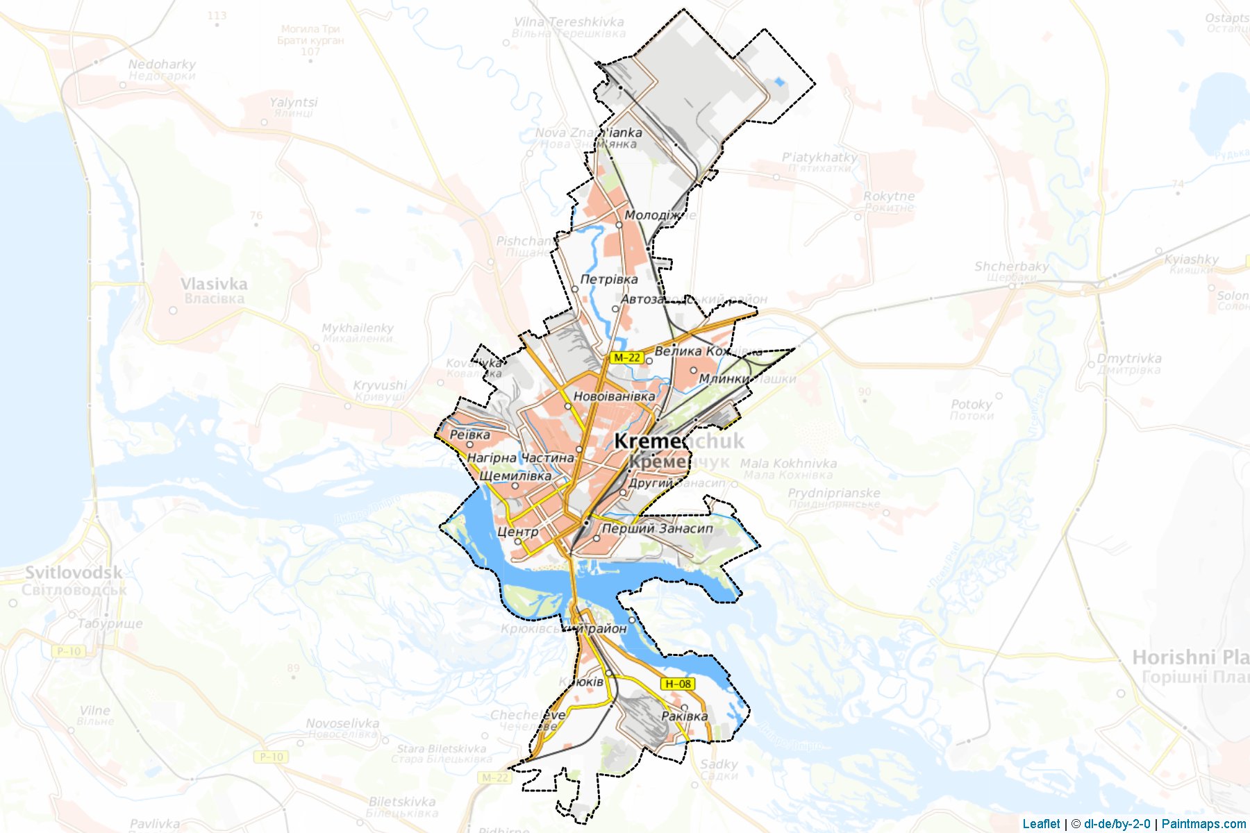 Muestras de recorte de mapas Kremenchutska (Poltava)-1