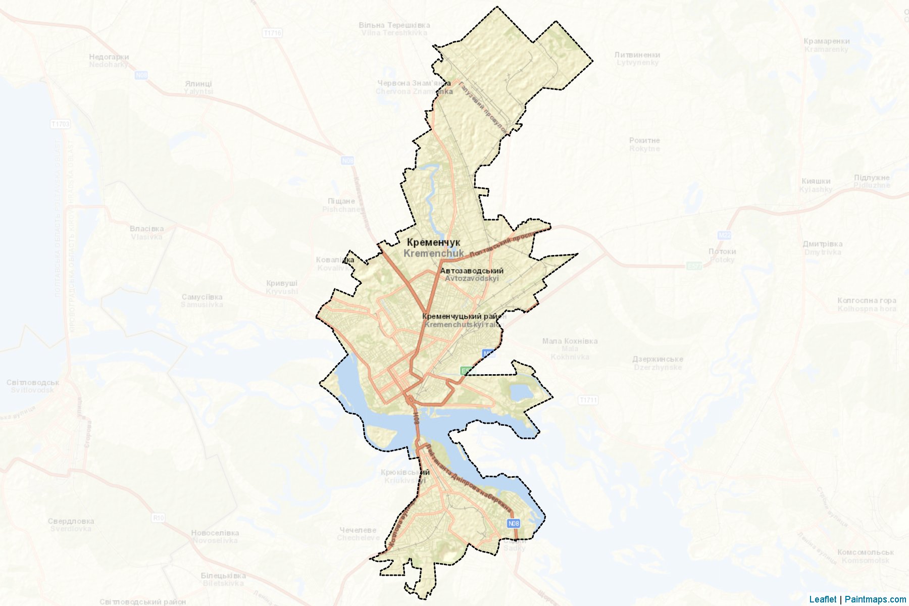 Muestras de recorte de mapas Kremenchutska (Poltava)-2