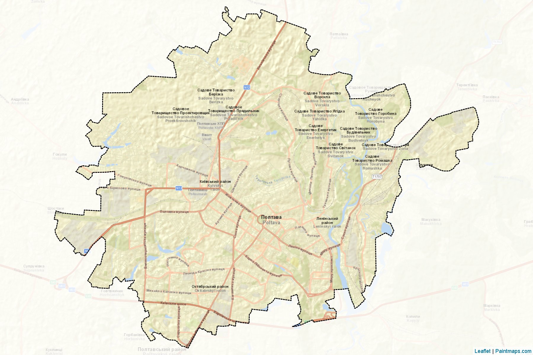 Muestras de recorte de mapas Poltavska (Poltava)-2