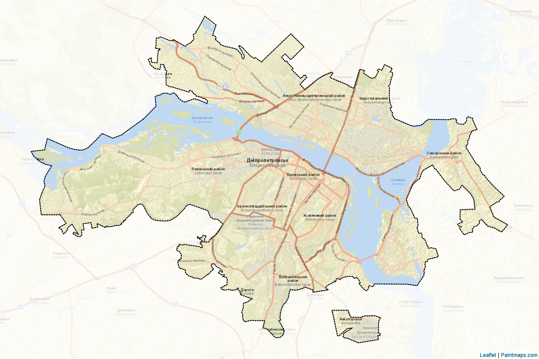 Muestras de recorte de mapas Dnipropetrovska (Dnipropetrovs'k)-2