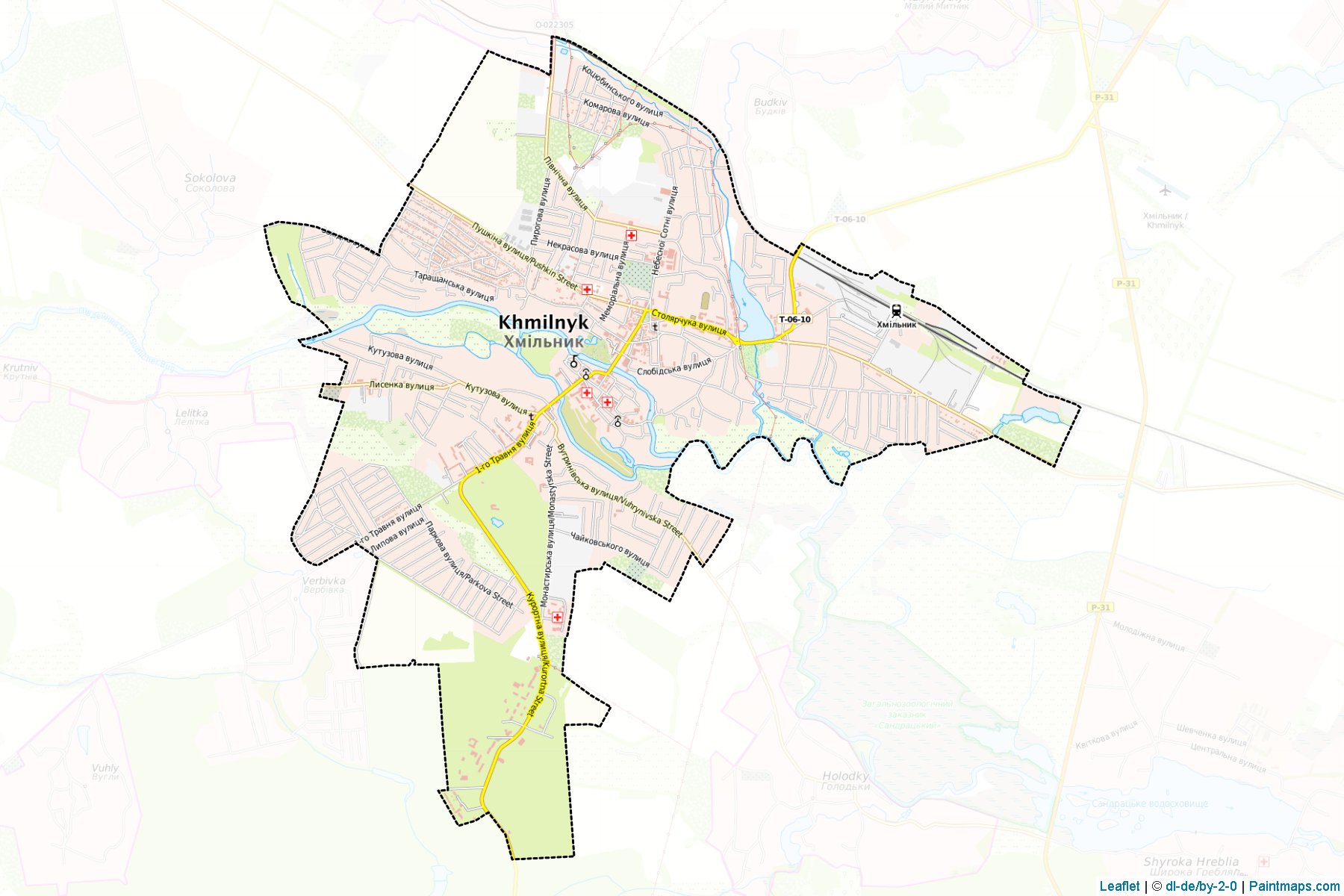 Muestras de recorte de mapas Khmilnytska (Vinnytsia)-1