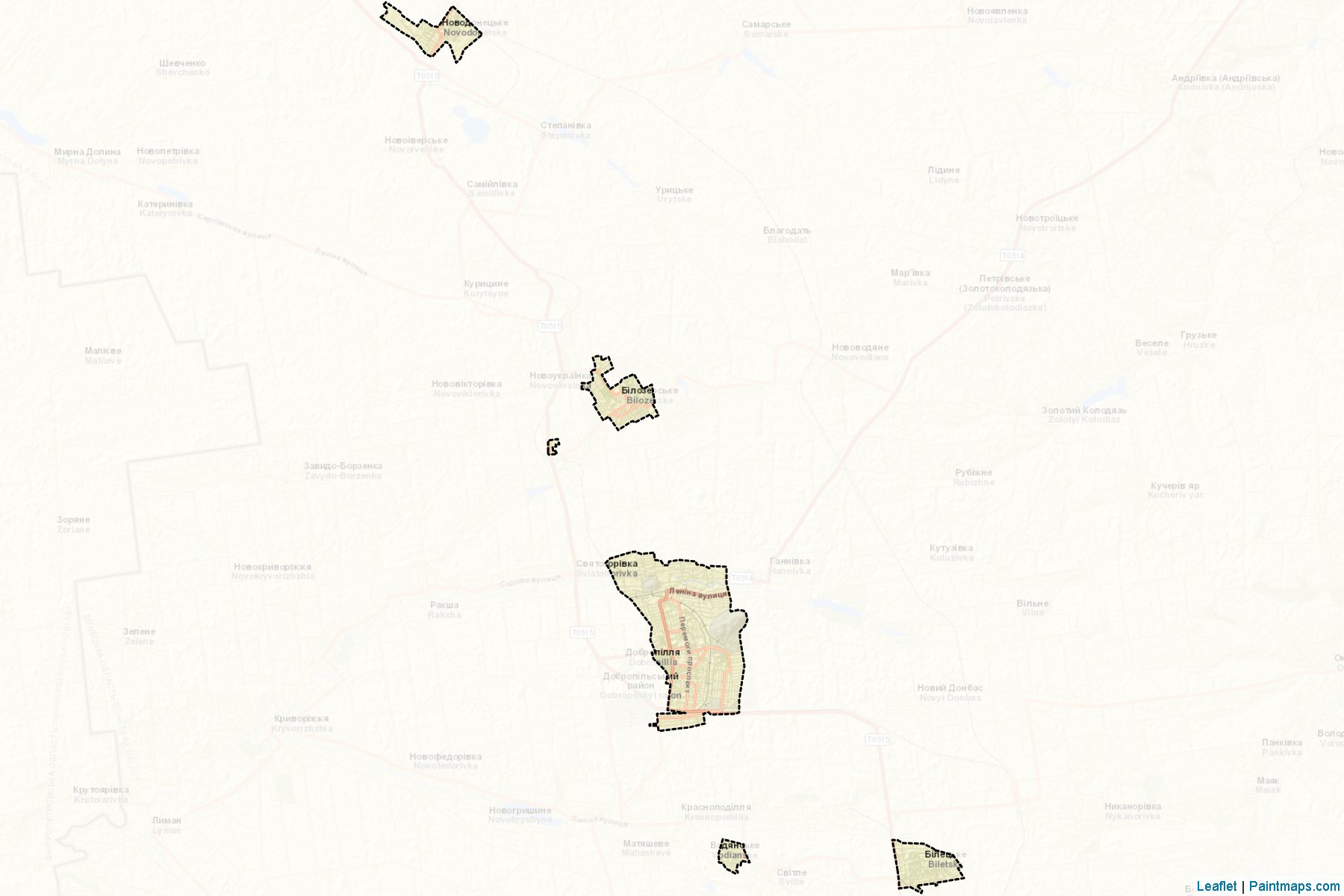 Muestras de recorte de mapas Dobropilska (Donetsk)-2