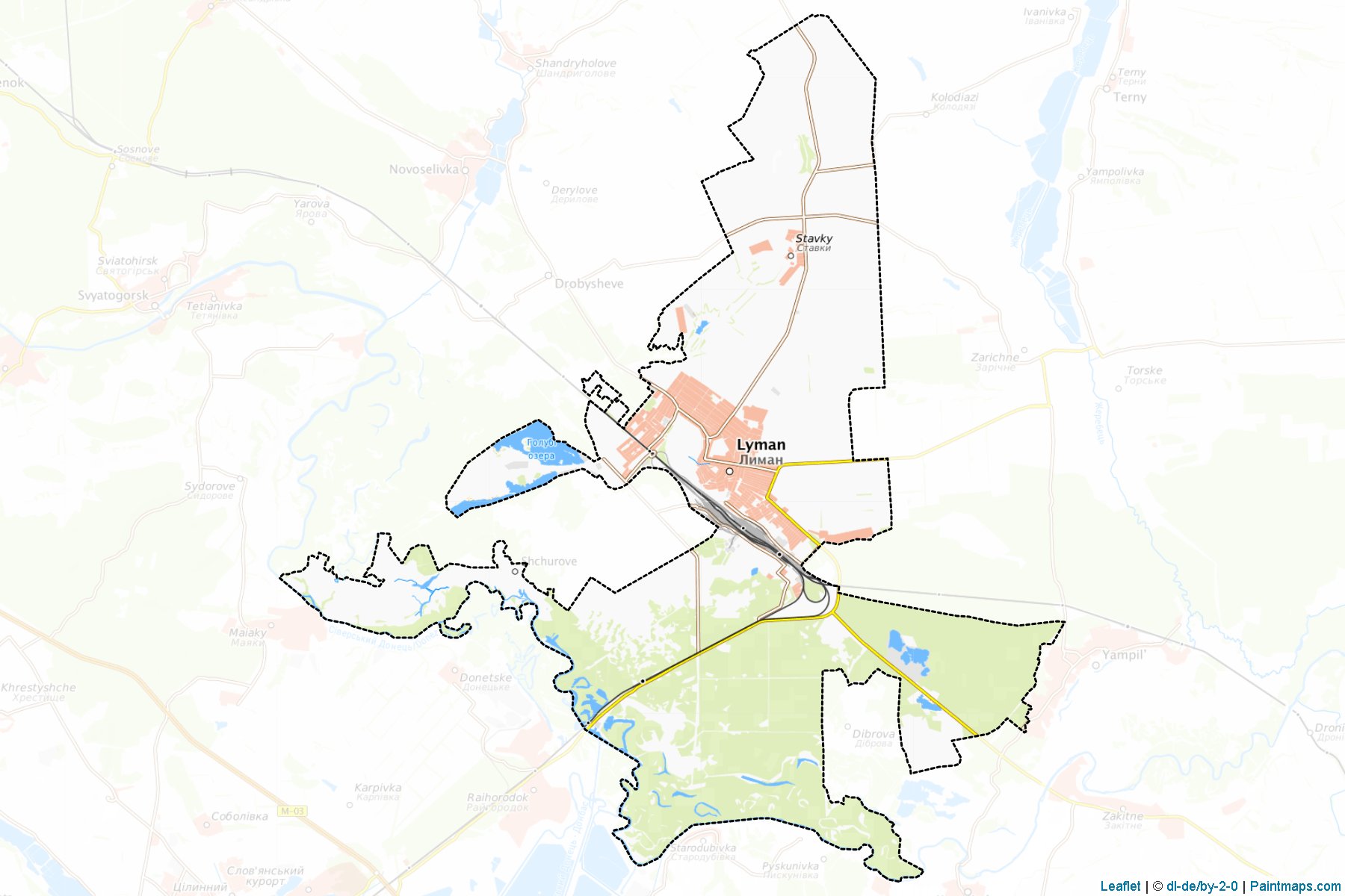 Muestras de recorte de mapas Krasnolymanska (Donetsk)-1