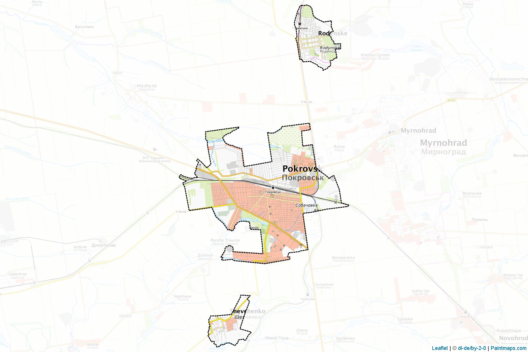 Muestras de recorte de mapas Krasnoarmiiska (Donetsk)-1