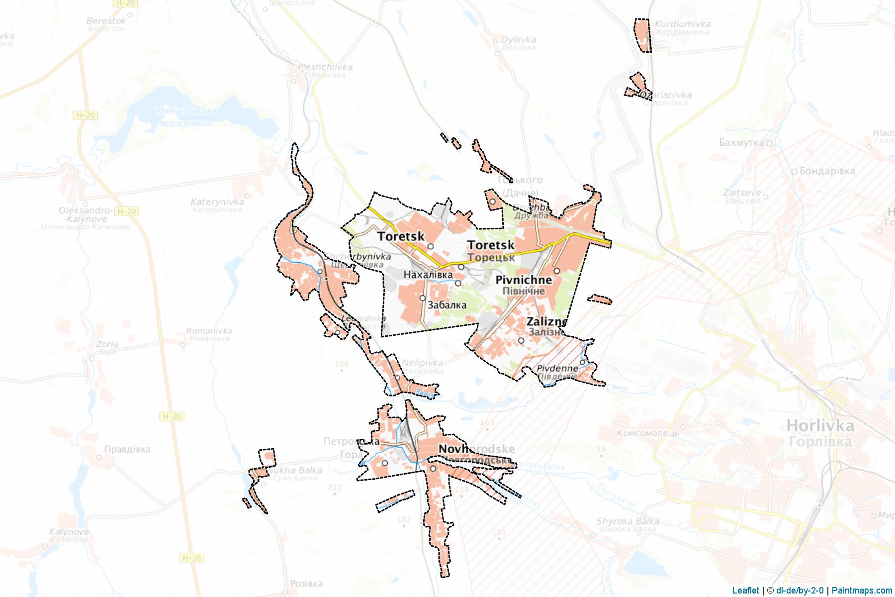 Muestras de recorte de mapas Dzerzhynska (Donetsk)-1