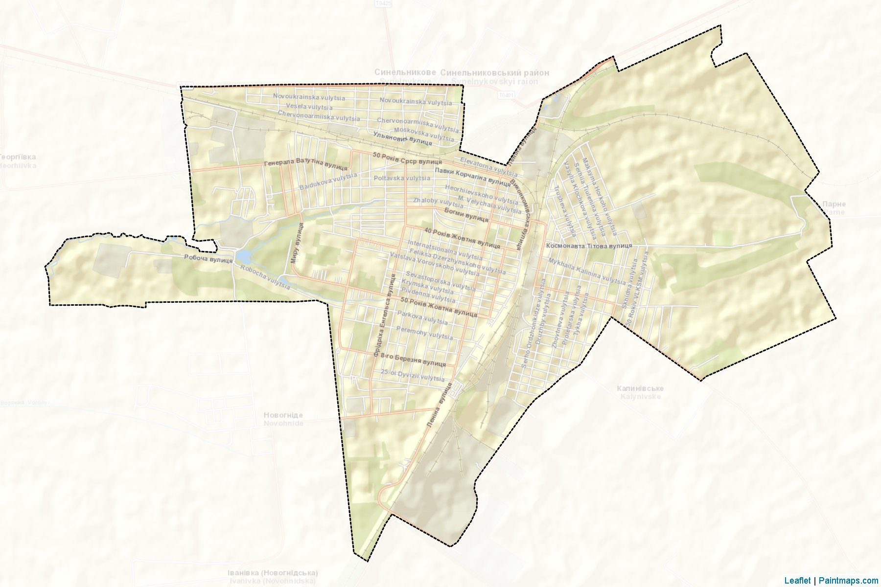 Muestras de recorte de mapas Synelnykivska (Dnipropetrovs'k)-2