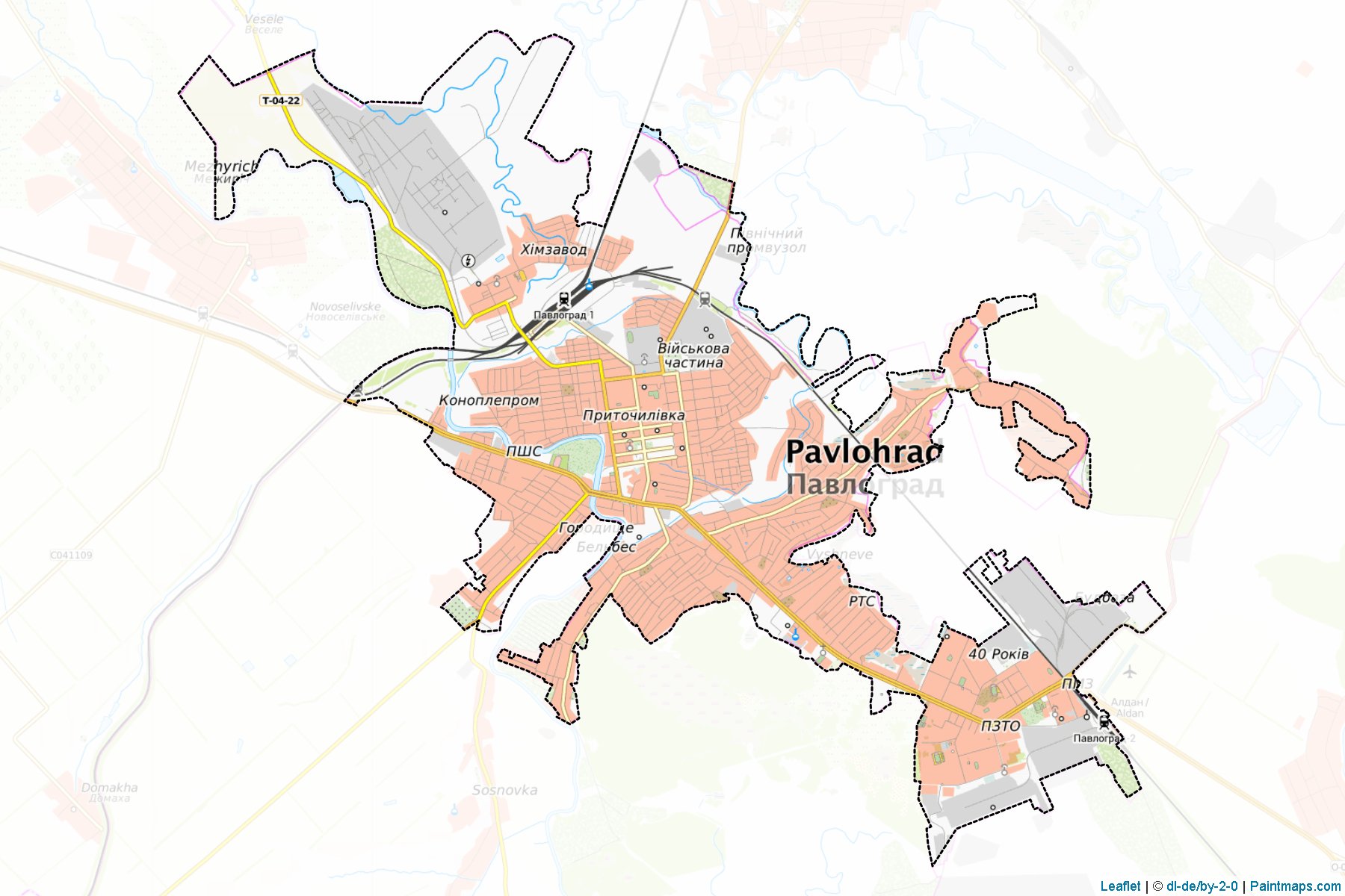 Muestras de recorte de mapas Pavlohradska (Dnipropetrovs'k)-1