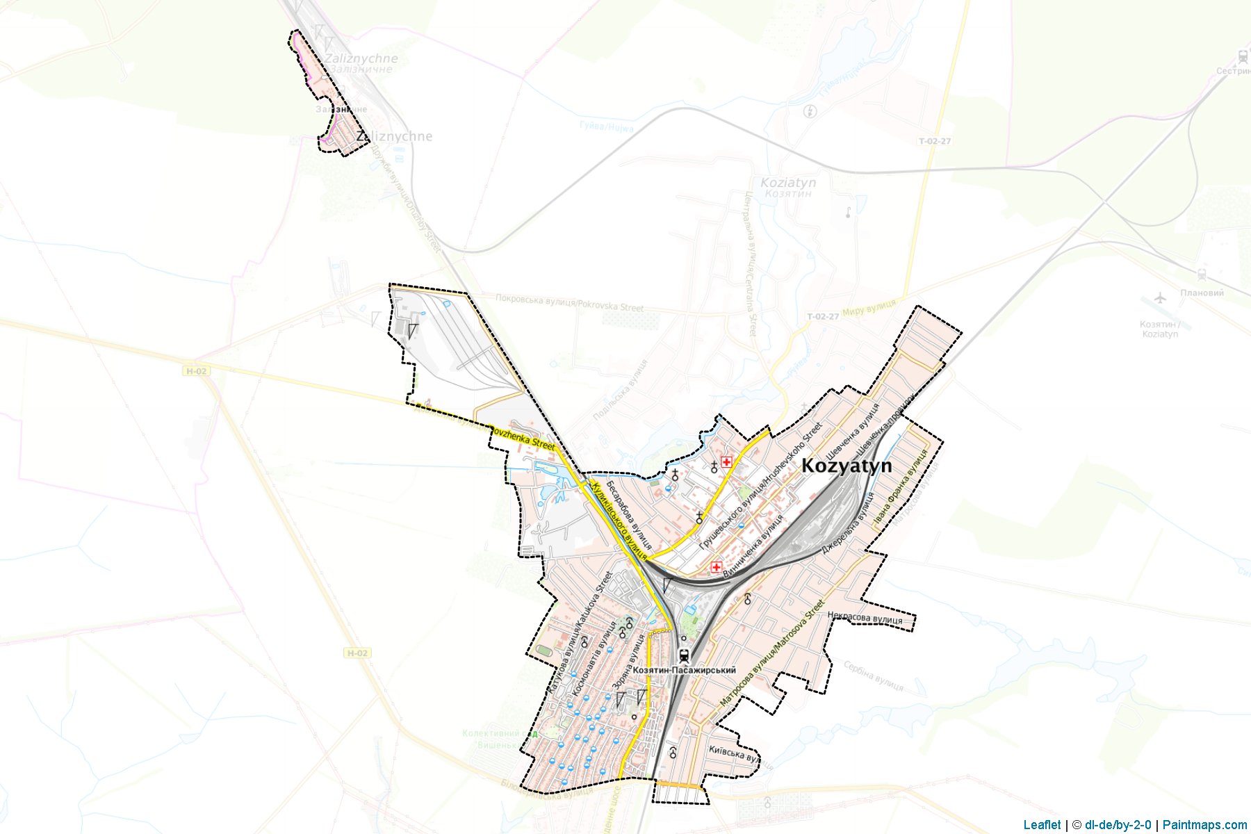 Muestras de recorte de mapas Koziatynska (Vinnytsia)-1