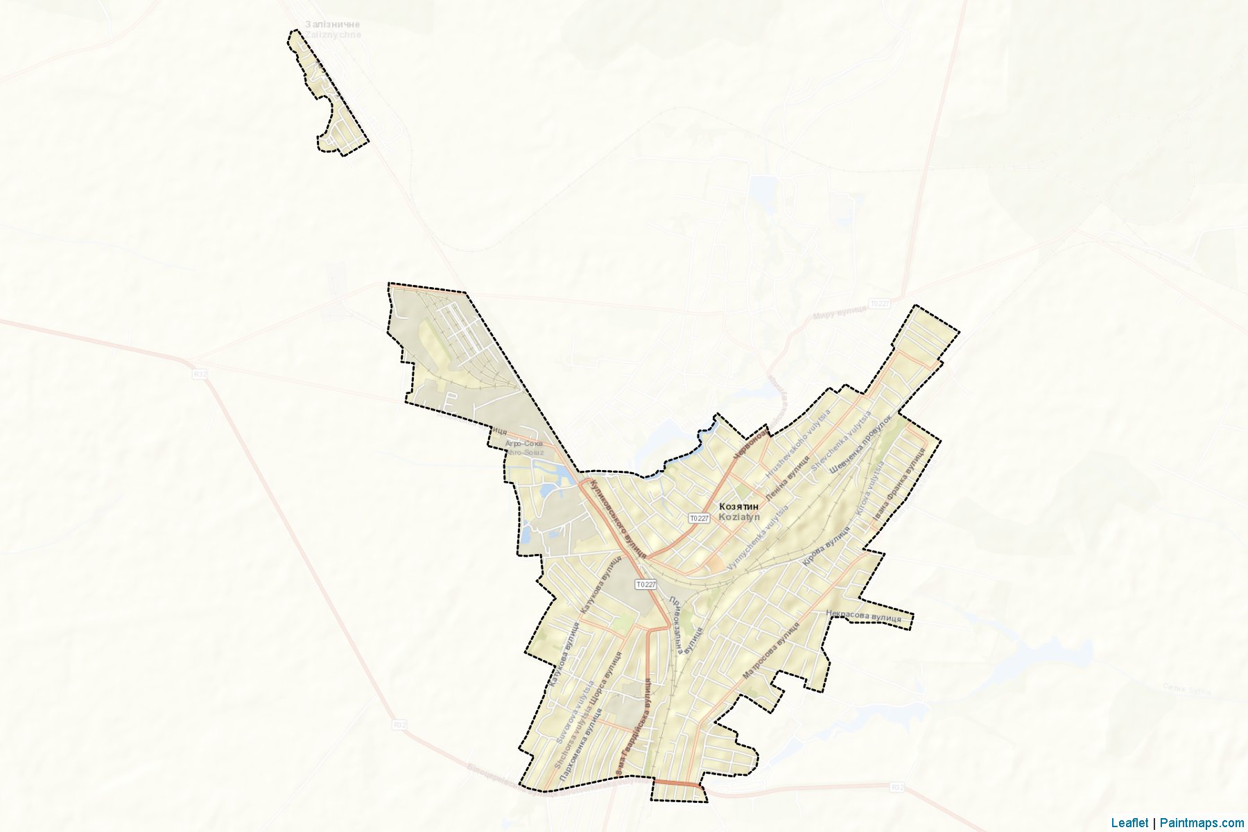 Muestras de recorte de mapas Koziatynska (Vinnytsia)-2