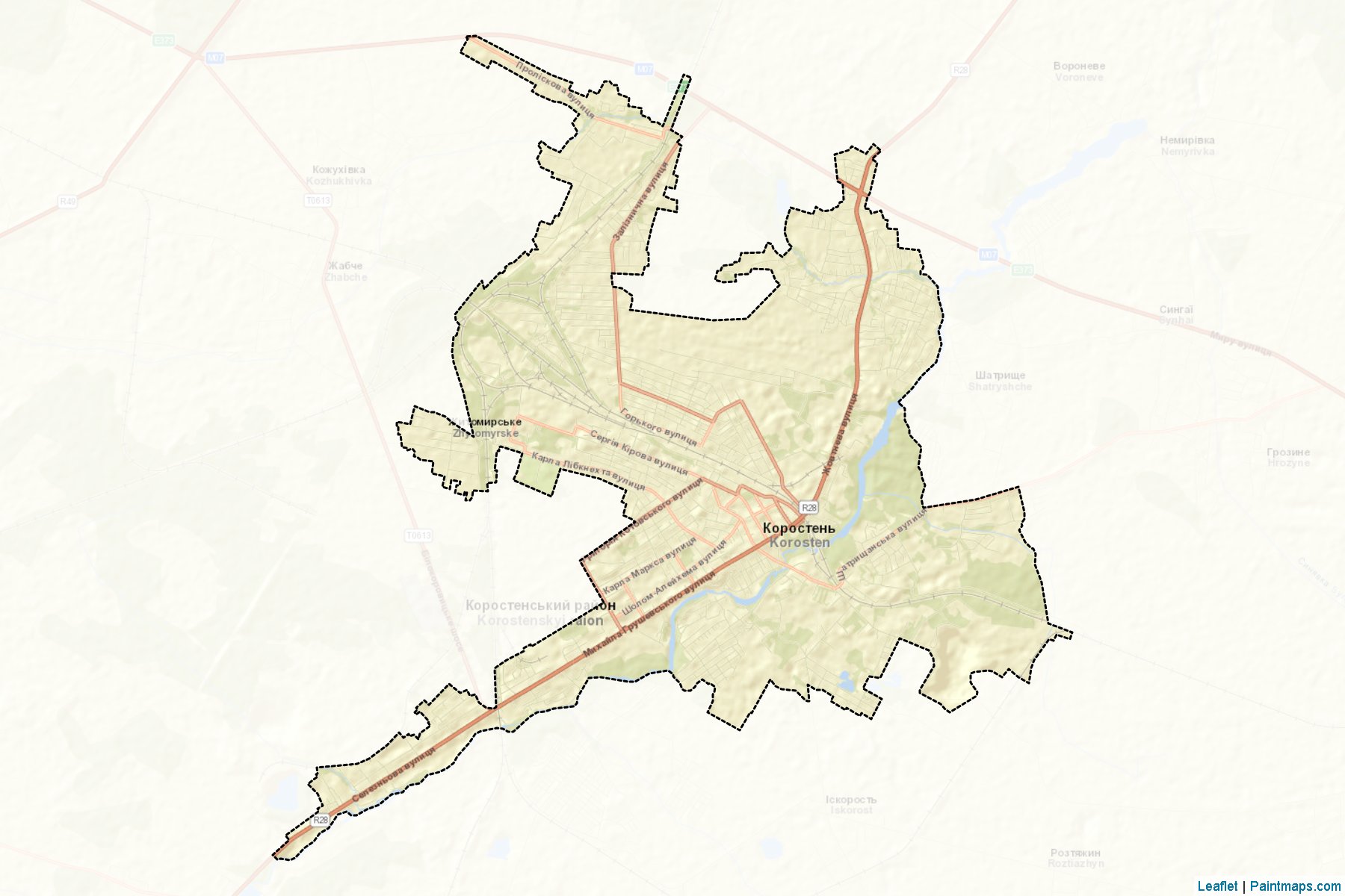 Muestras de recorte de mapas Korostenska (Zhytomyr)-2