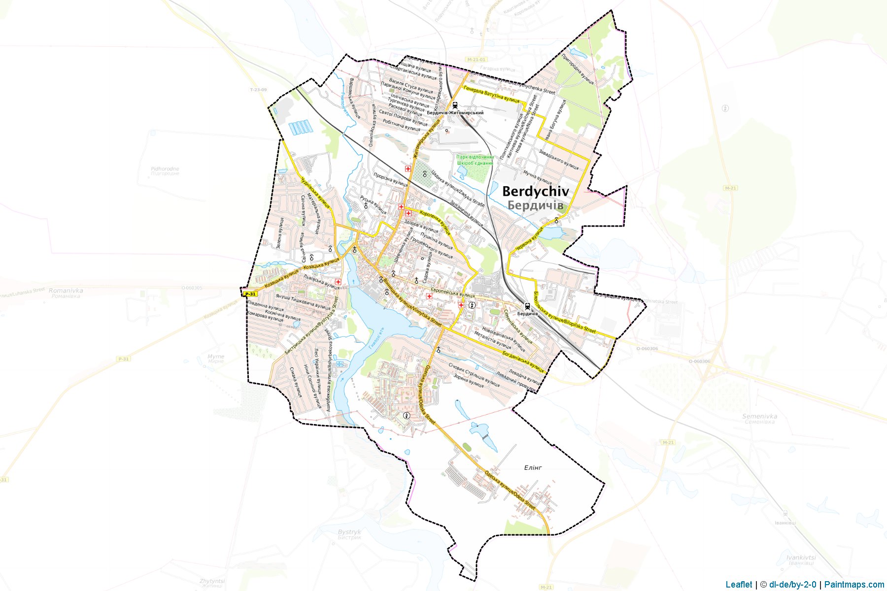 Muestras de recorte de mapas Berdychivska (Zhytomyr)-1