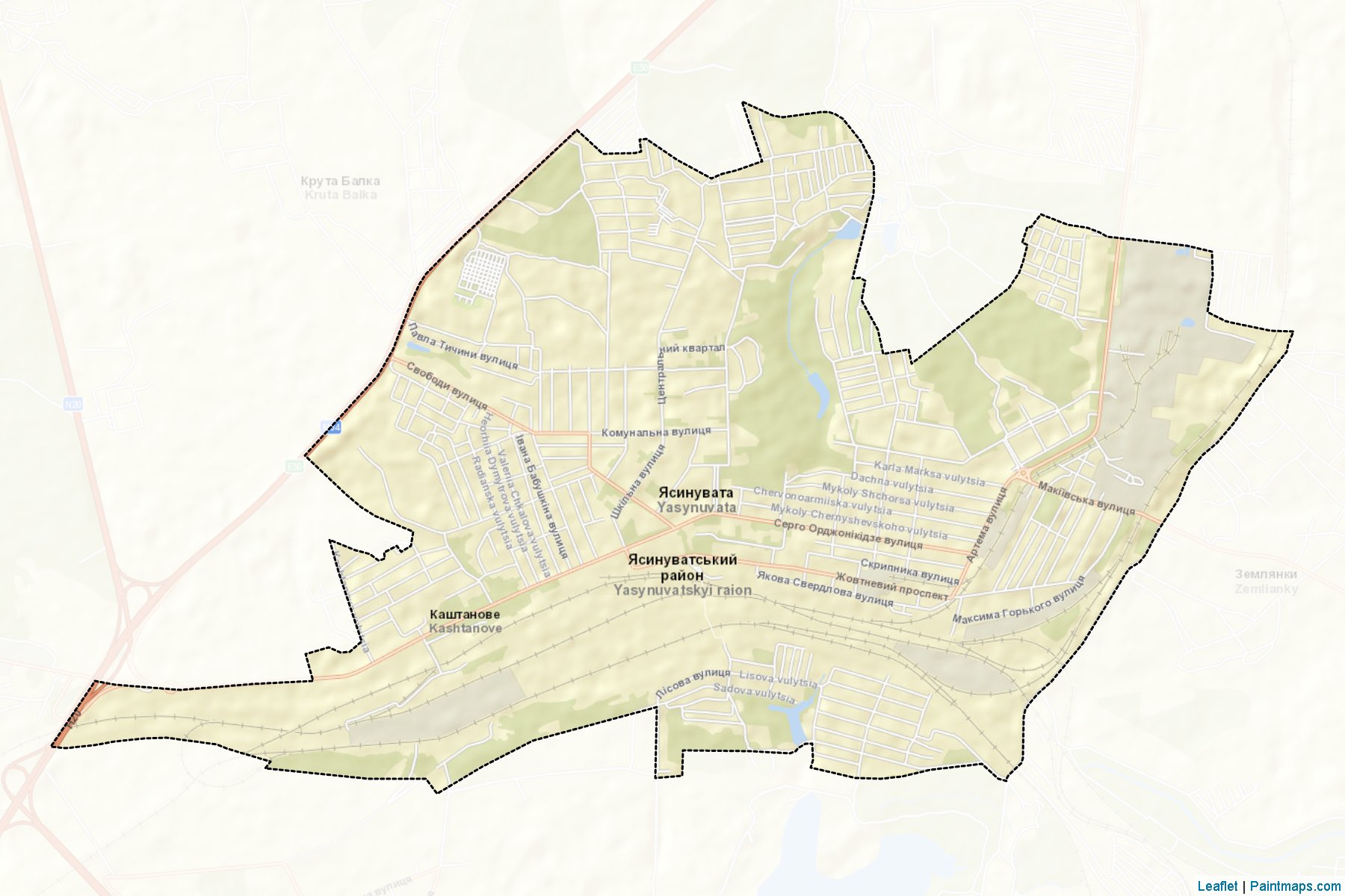 Muestras de recorte de mapas Yasynuvatska (Donetsk)-2