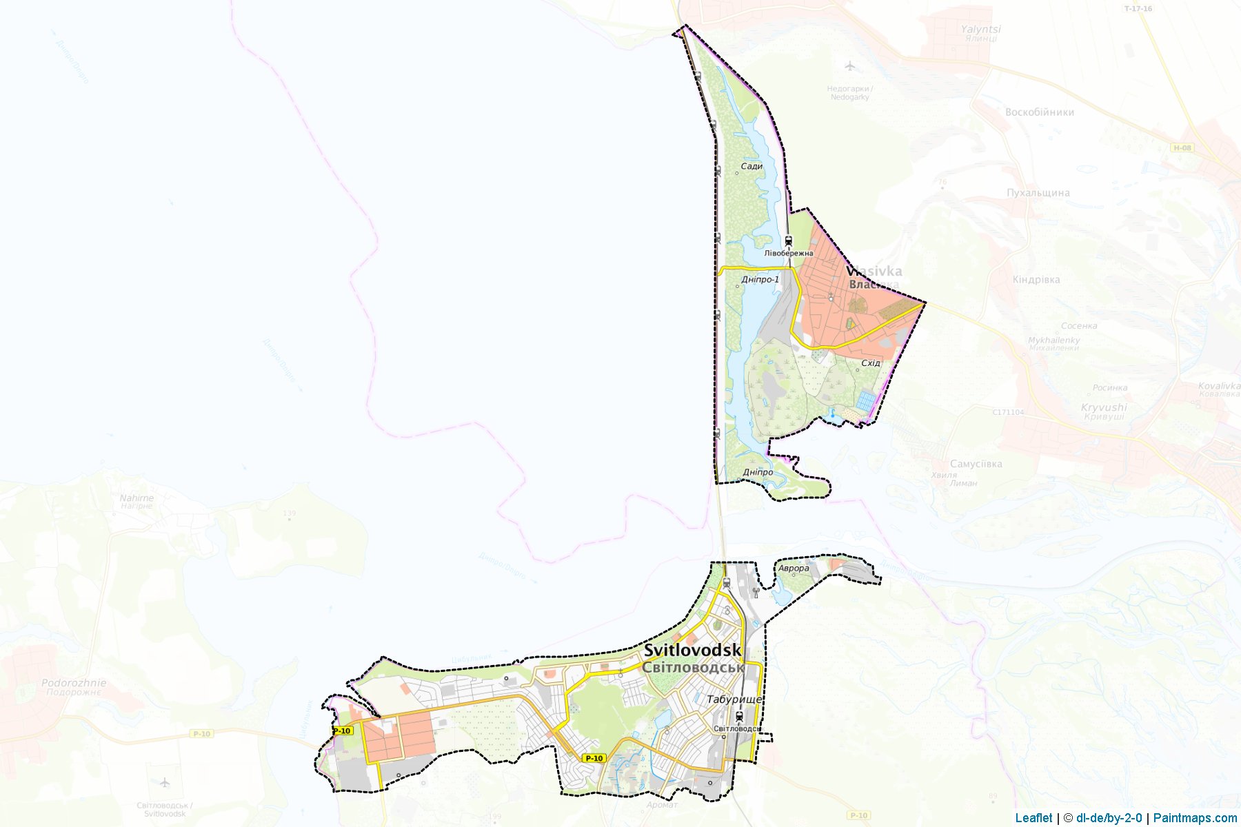 Muestras de recorte de mapas Svitlovodska (Kirovohrad)-1