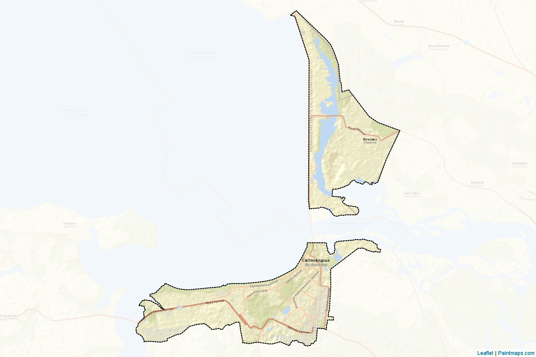 Muestras de recorte de mapas Svitlovodska (Kirovohrad)-2