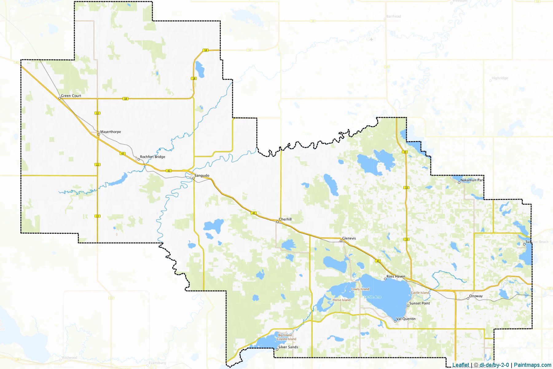 Muestras de recorte de mapas Lac Ste. Anne (Alberta)-1