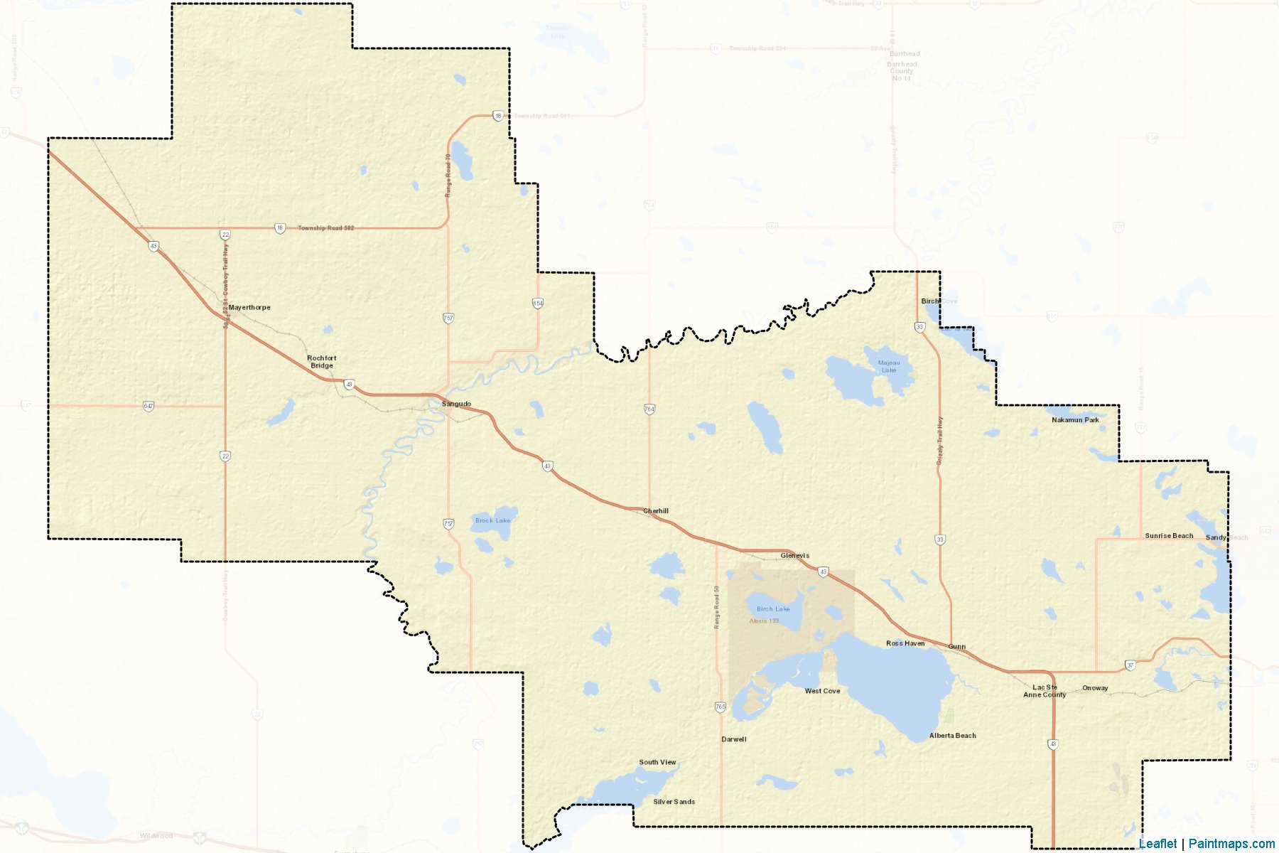 Muestras de recorte de mapas Lac Ste. Anne (Alberta)-2