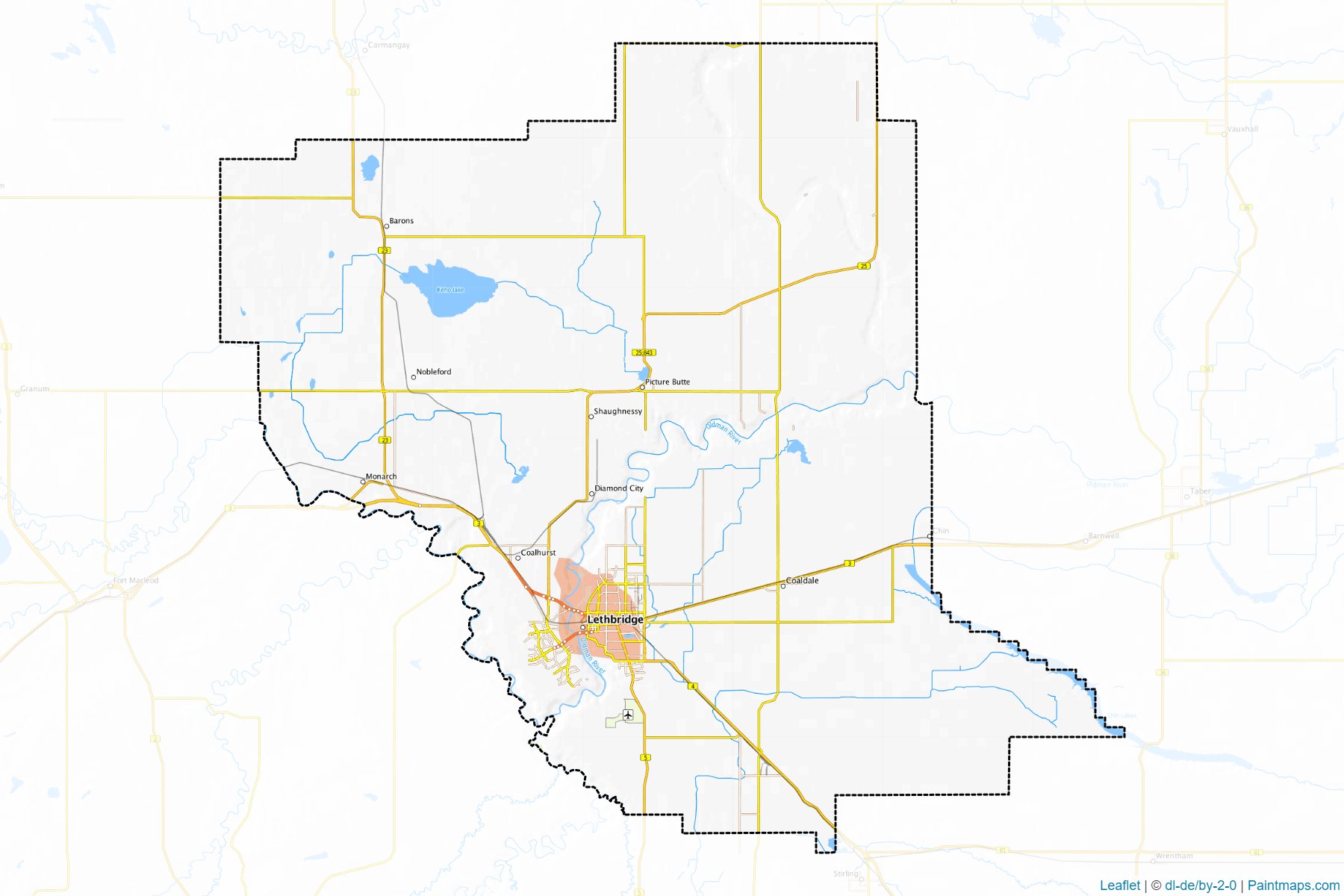 Muestras de recorte de mapas Lethbridge (Alberta)-1