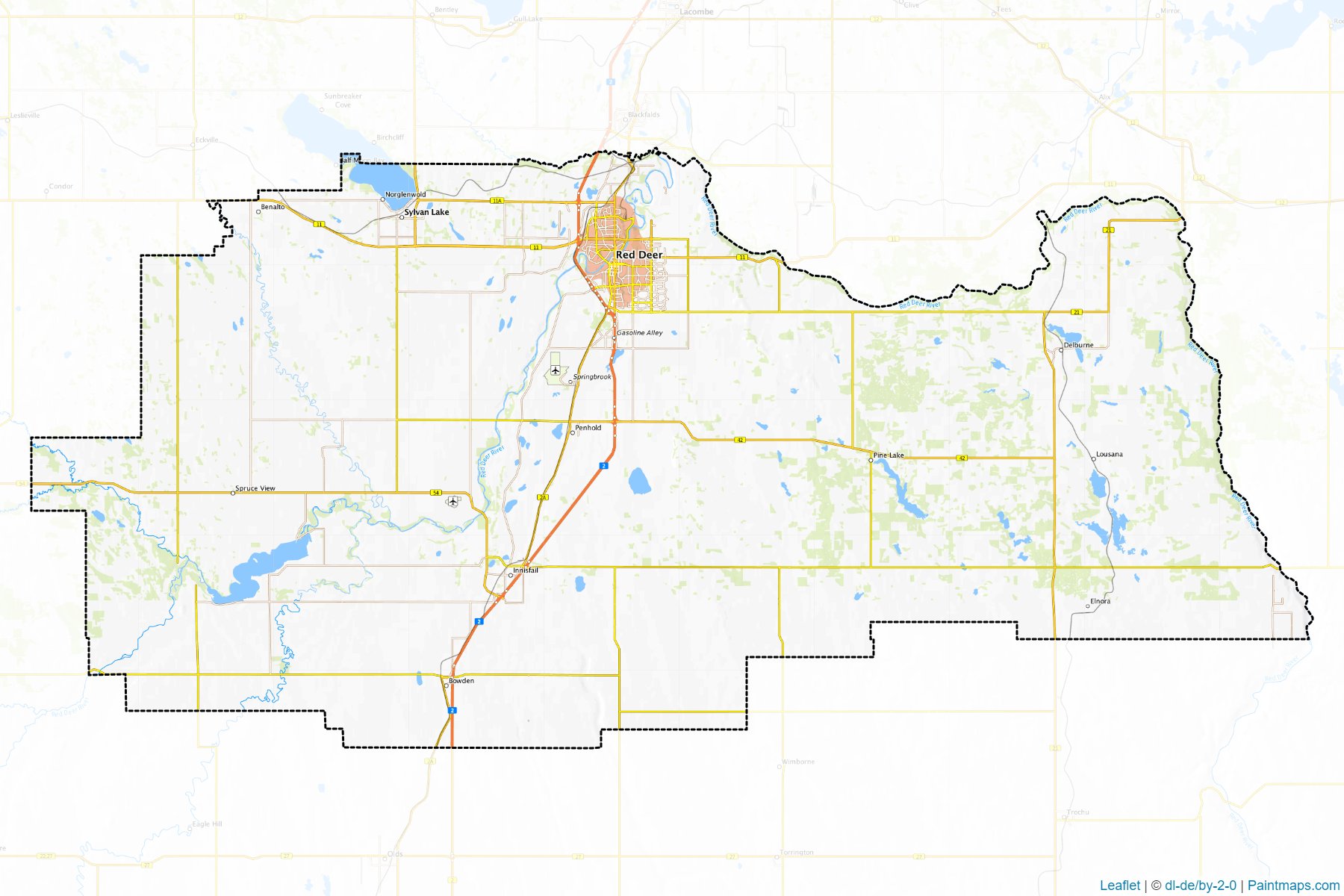 Muestras de recorte de mapas Red Deer (Alberta)-1