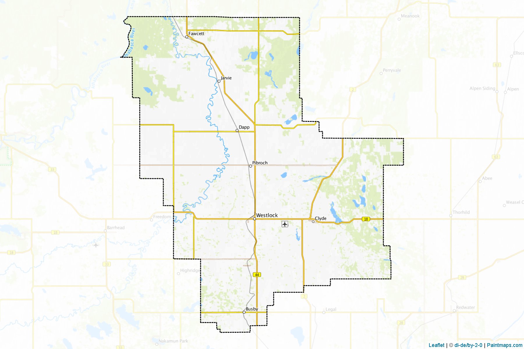 Muestras de recorte de mapas Westlock (Alberta)-1