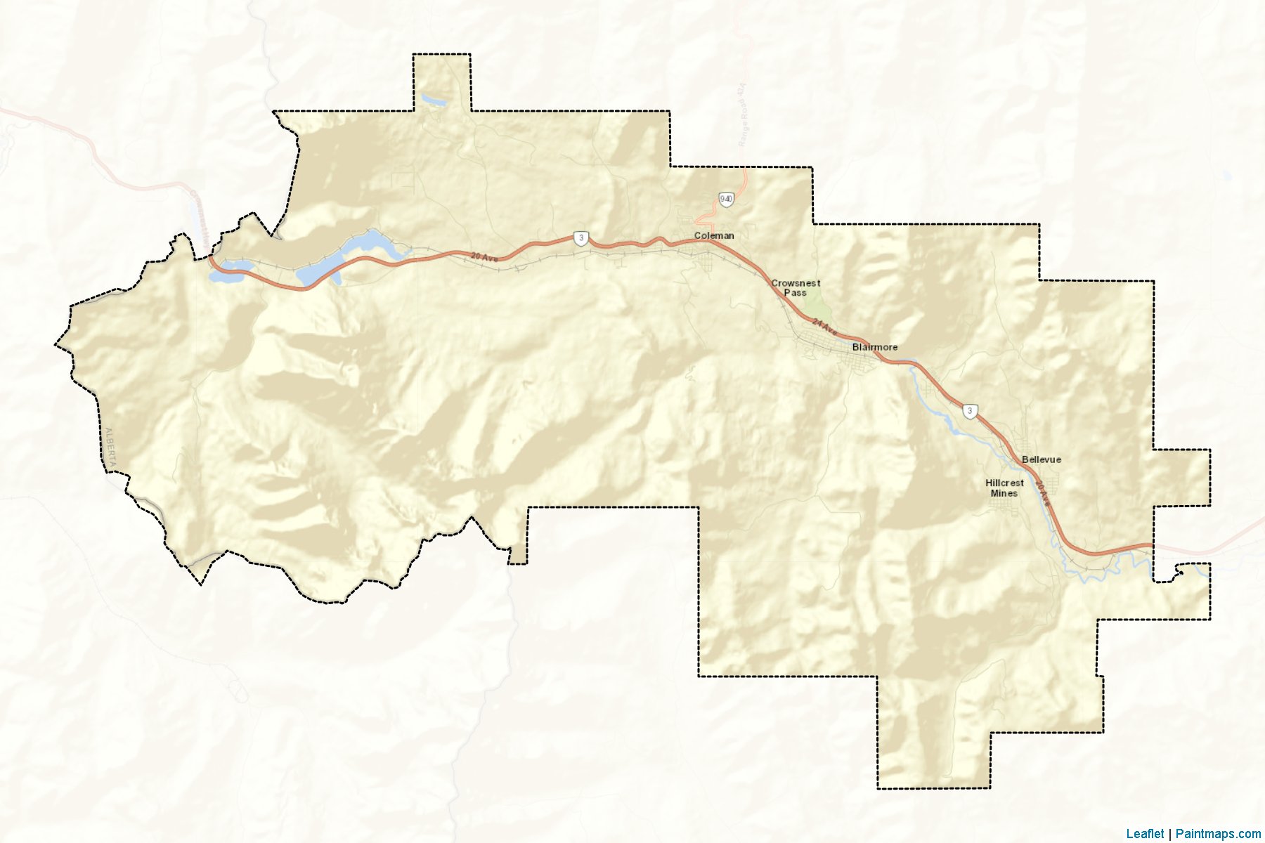 Muestras de recorte de mapas Crowsnest Pass (Alberta)-2