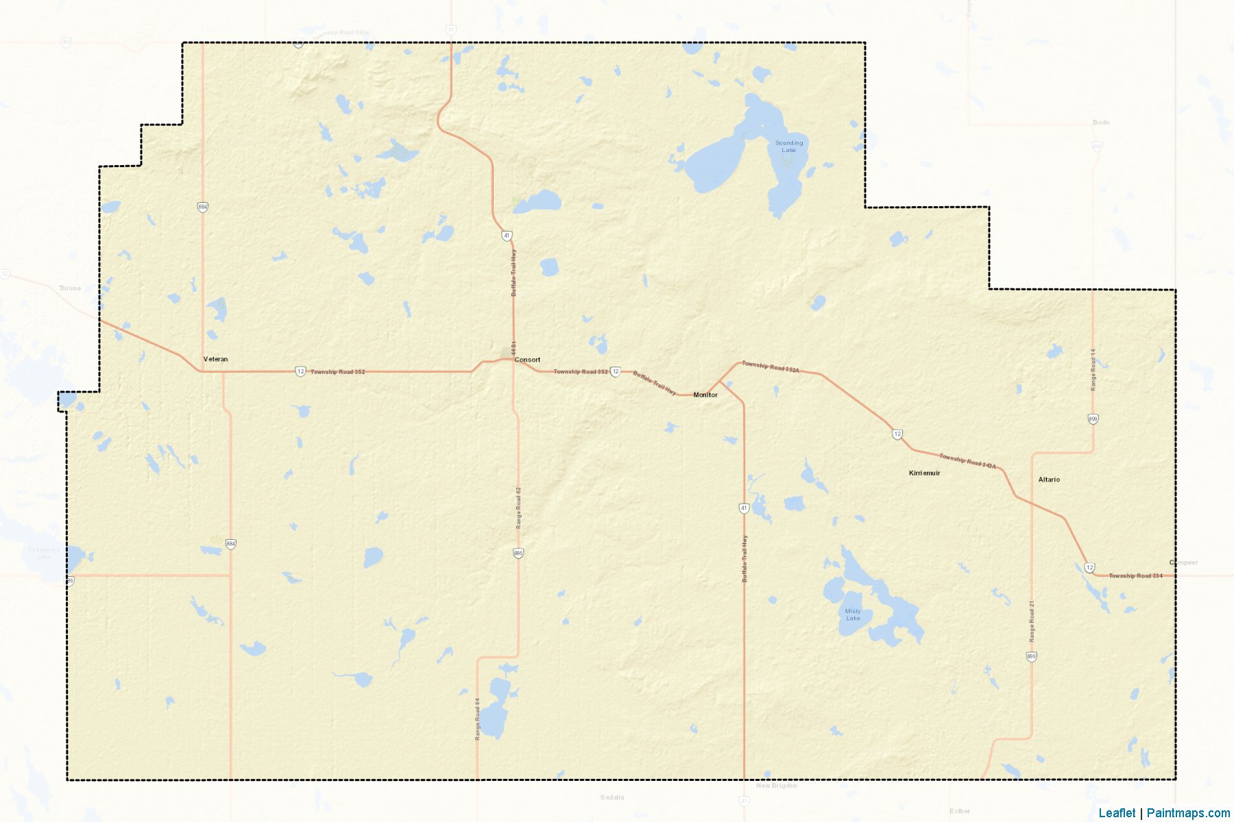 Muestras de recorte de mapas Special Areas No. 4 (Alberta)-2