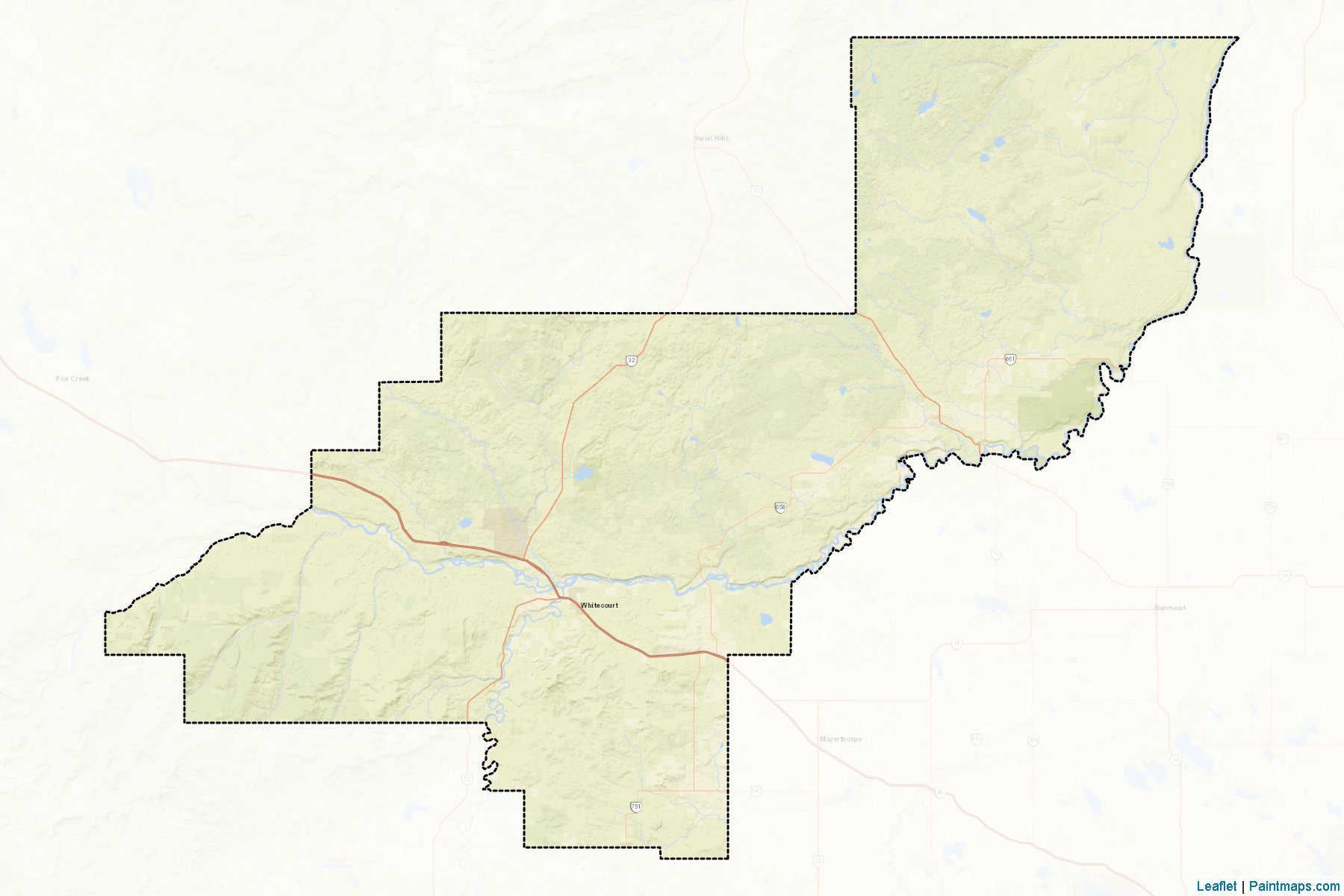 Muestras de recorte de mapas Woodlands (Alberta)-2