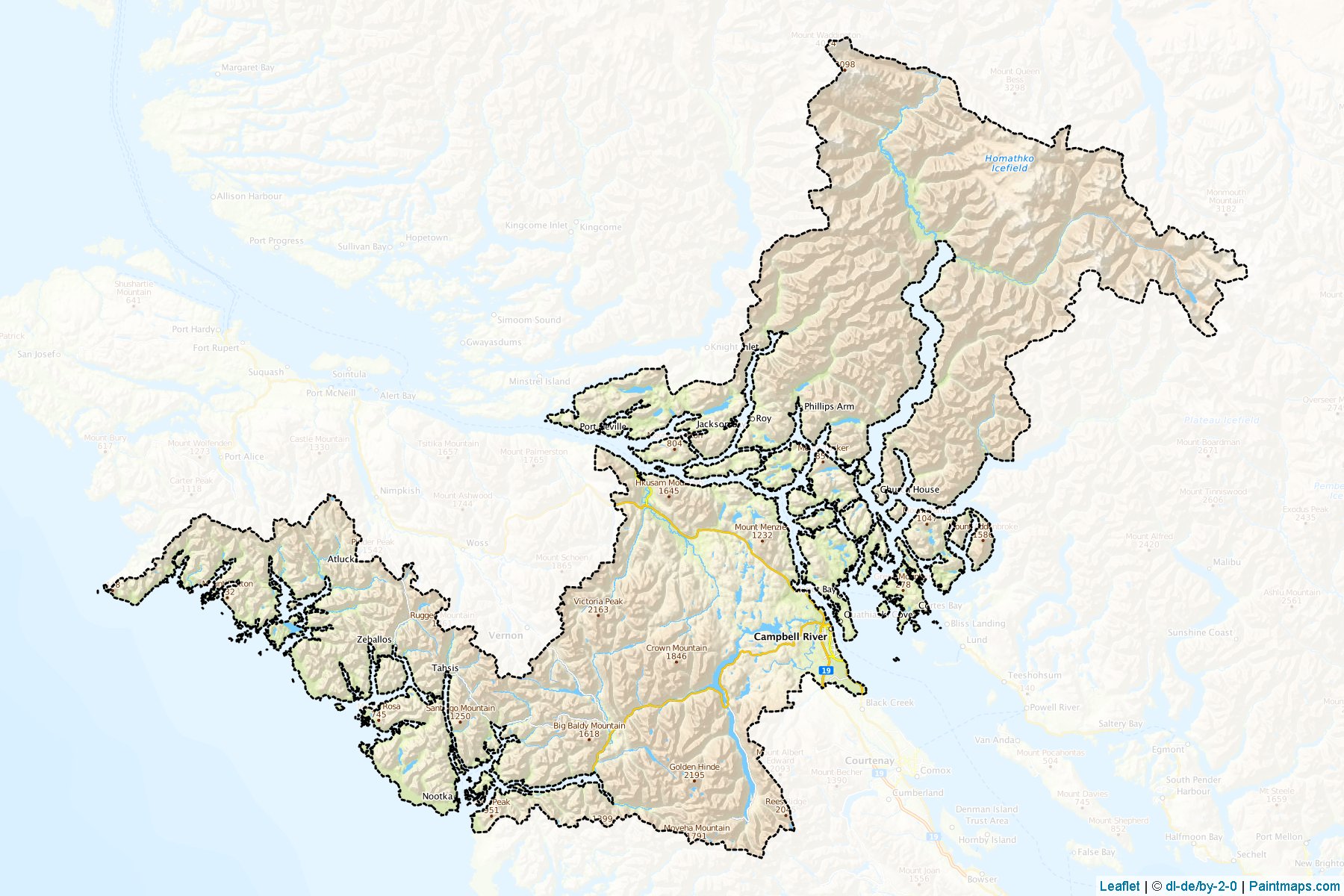 Muestras de recorte de mapas Strathcona (British Columbia)-1