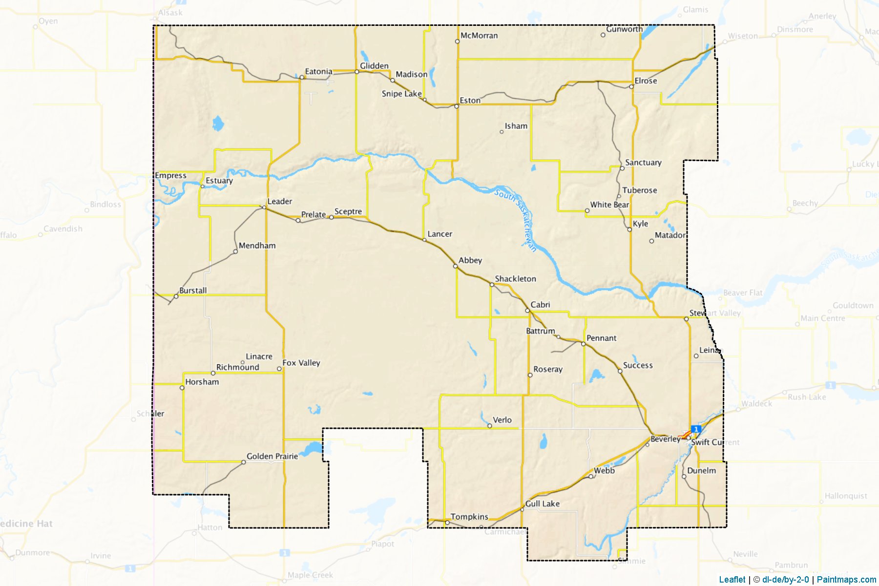 Division No. 8 (Saskatchewan) Haritası Örnekleri-1