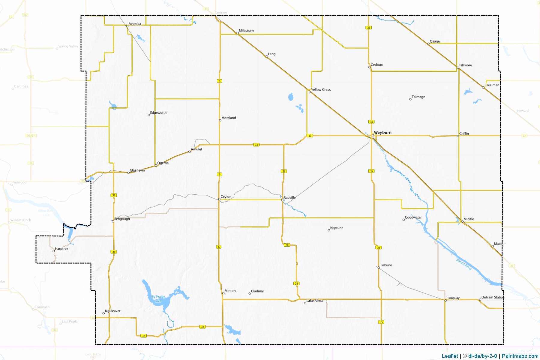 Muestras de recorte de mapas Division No. 2 (Saskatchewan)-1