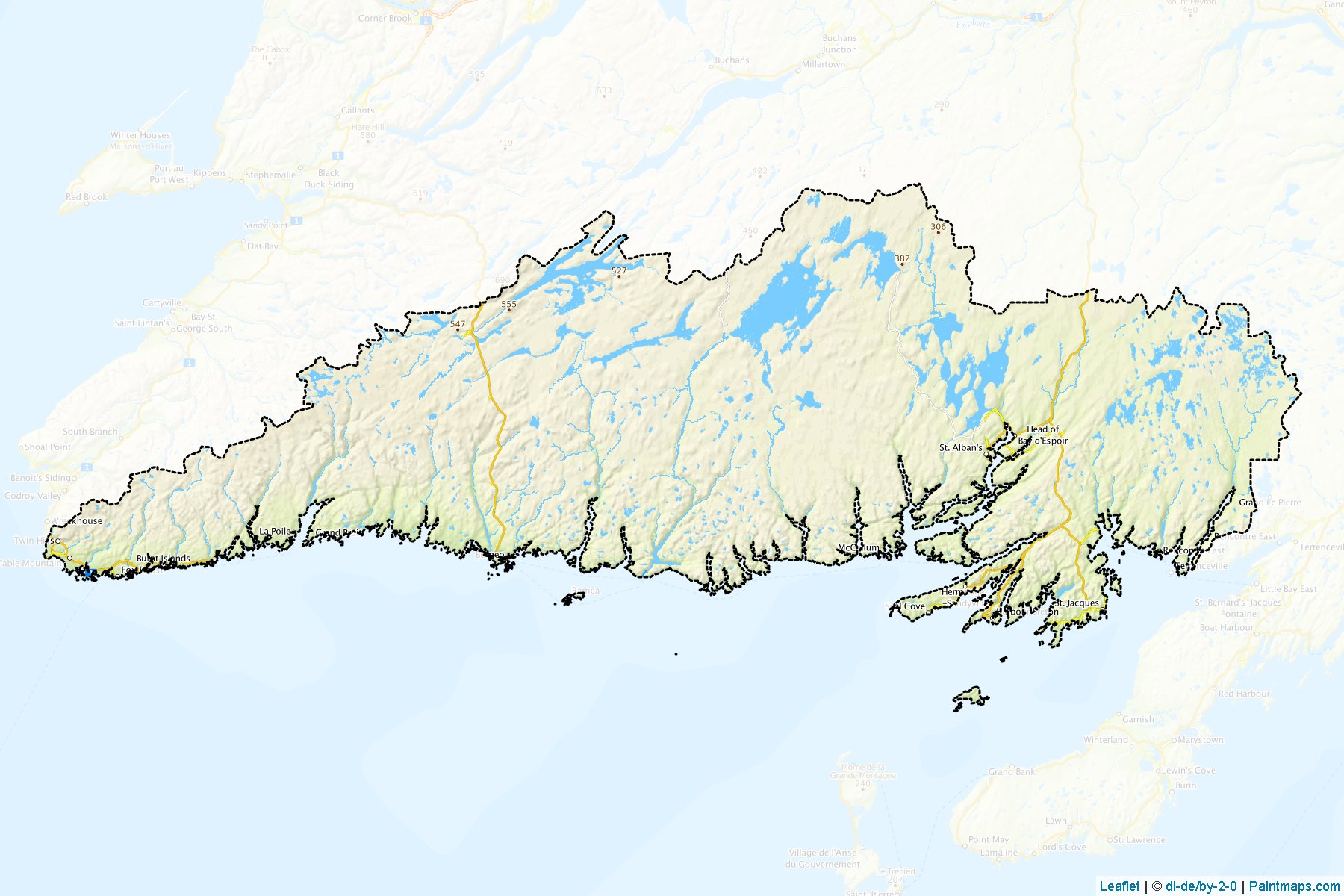 Division No. 3 (Newfoundland ve Labrador) Haritası Örnekleri-1