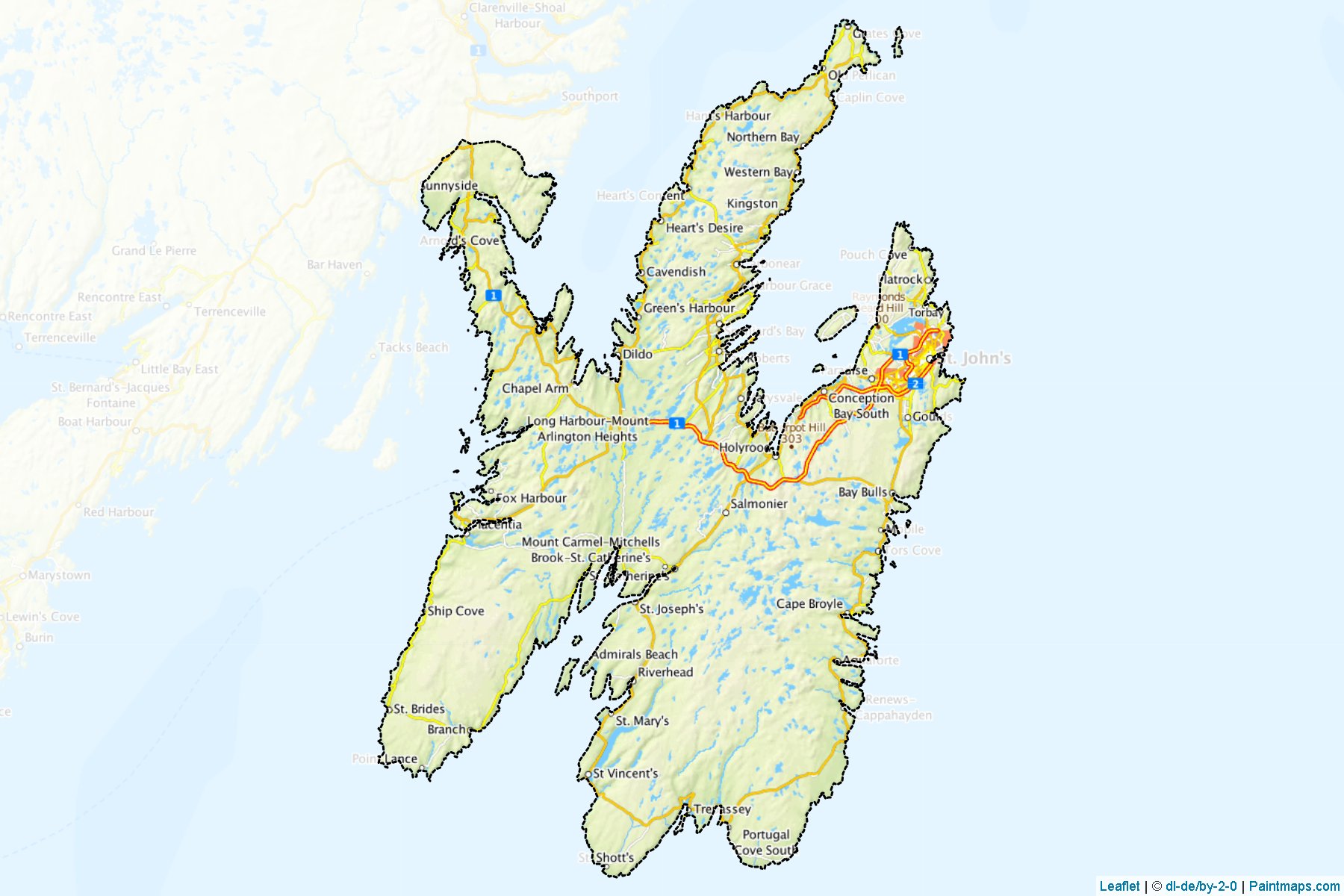 Muestras de recorte de mapas Division No. 1 (Newfoundland and Labrador)-1