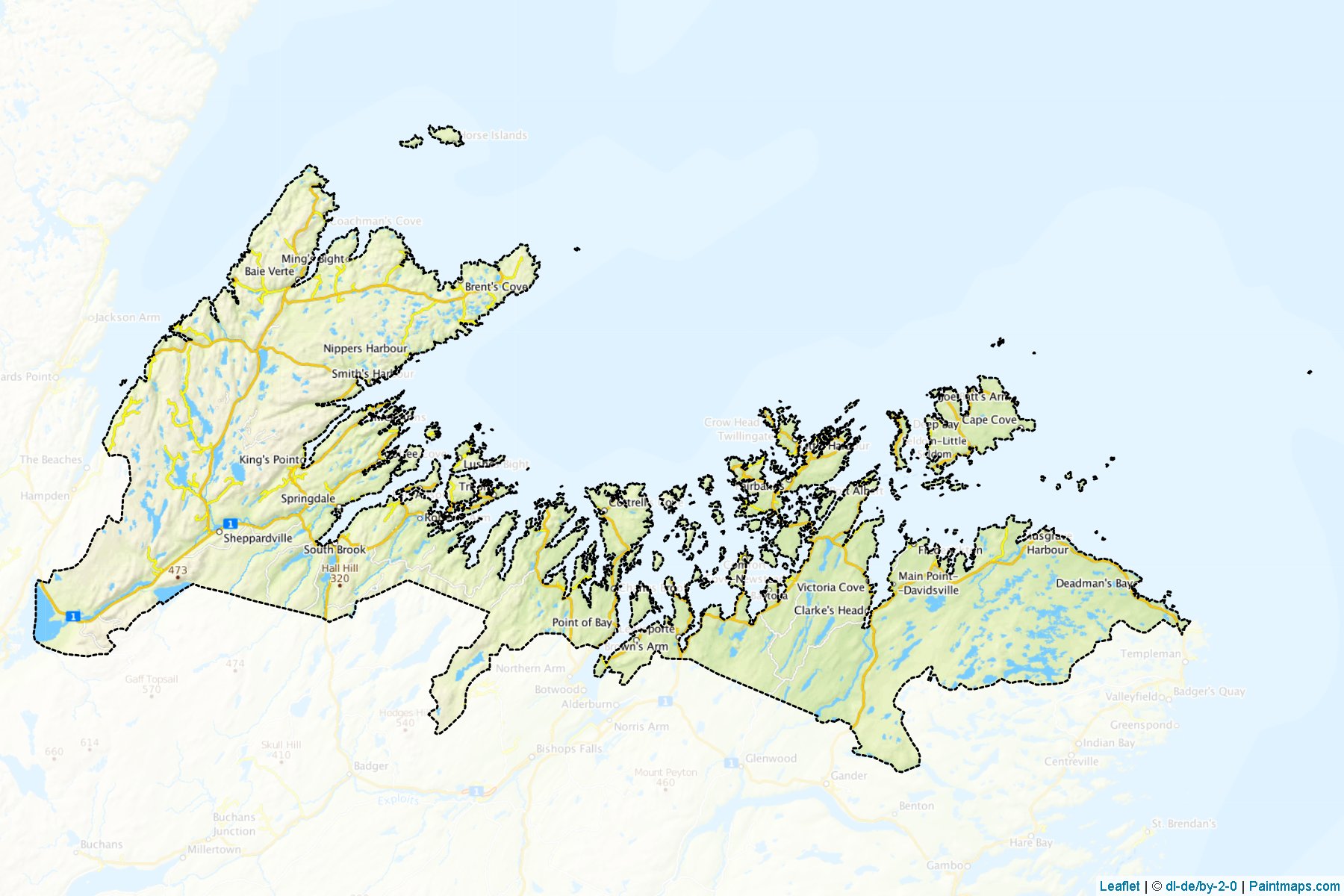 Division No. 8 (Newfoundland ve Labrador) Haritası Örnekleri-1