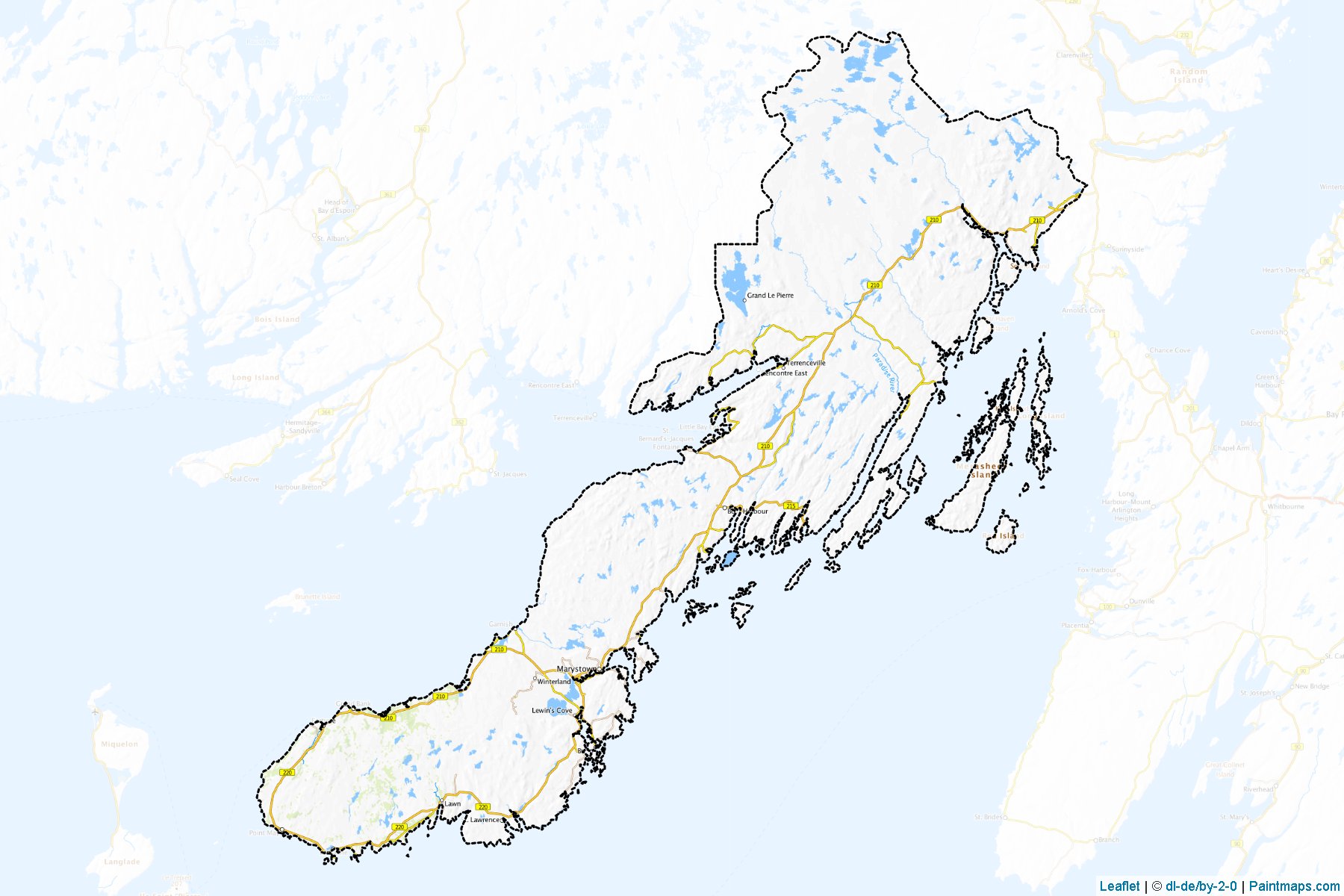 Muestras de recorte de mapas Division No. 2 (Newfoundland and Labrador)-1