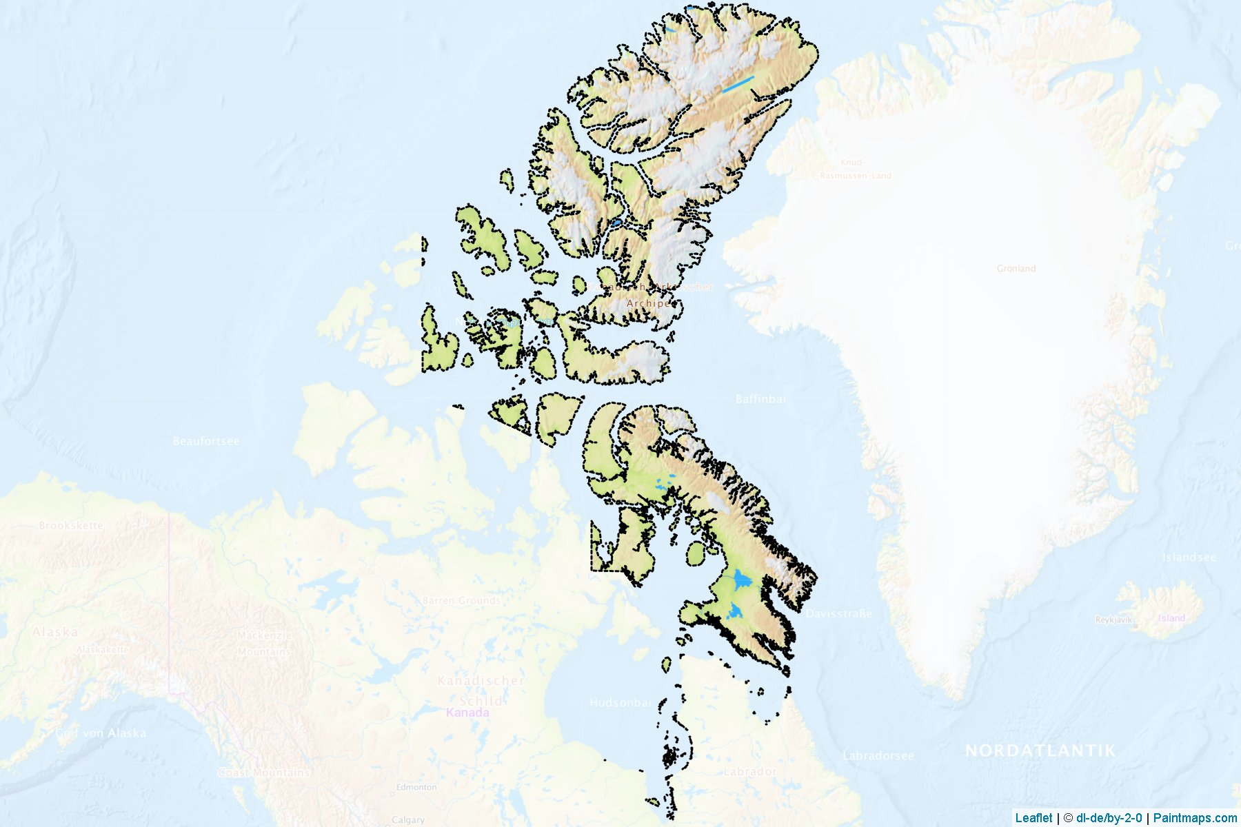 Muestras de recorte de mapas Qikiqtaaluk (Nunavut)-1