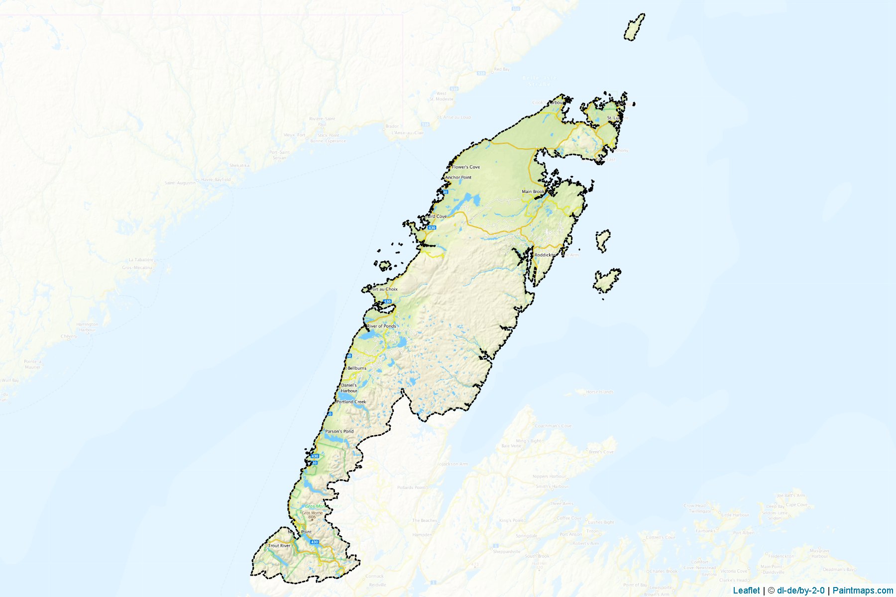 Division No. 9 (Newfoundland ve Labrador) Haritası Örnekleri-1