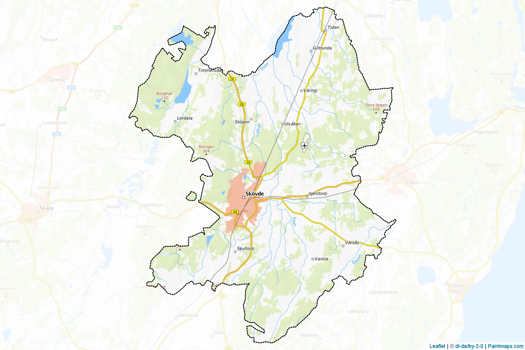 Muestras de recorte de mapas Skovde (Vastra Gotaland)-1